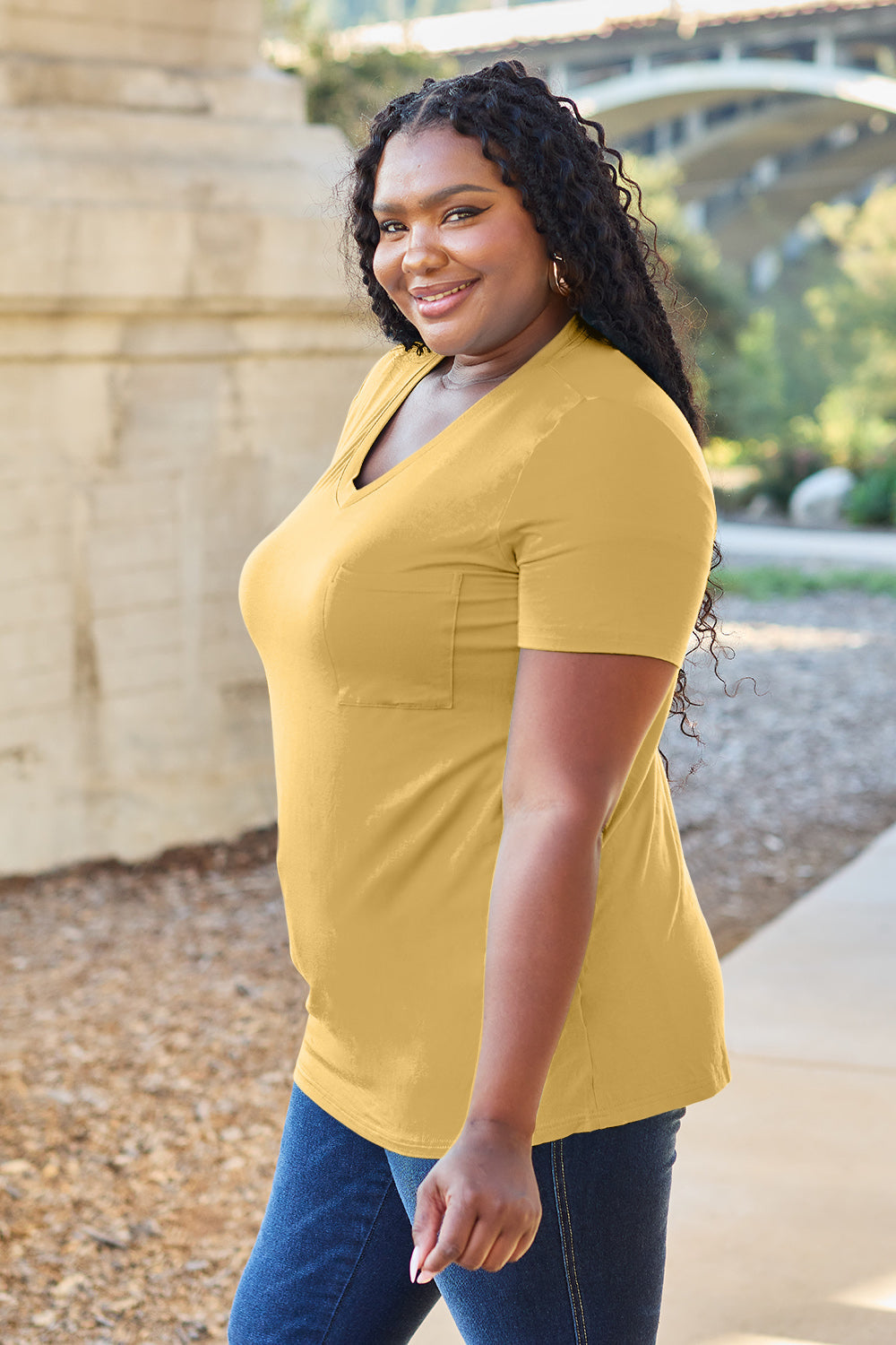 Basic Bae Bamboo Full Size  V-neck Short Sleeve T-shirt | Includes Plus Size