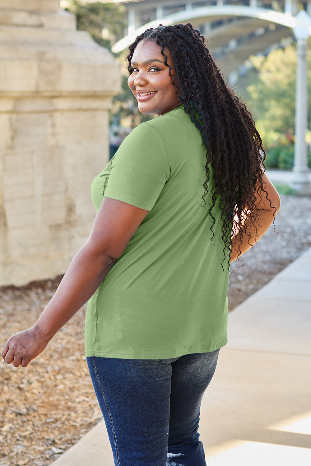 Basic Bae Bamboo Full Size  V-neck Short Sleeve T-shirt | Includes Plus Size