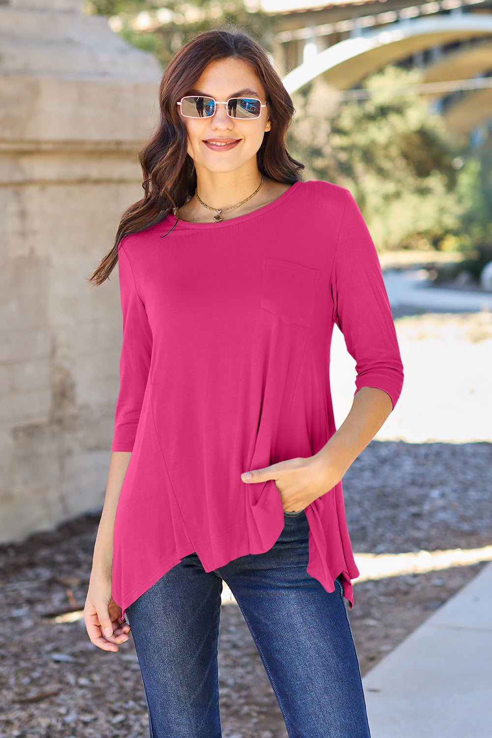 Basic Bae Full Size Round Neck Pocketed T-shirt