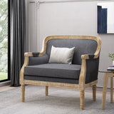 Becoming Upholstered Club Chair with Turned Leg and Carved Design
