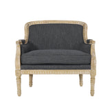 Becoming Upholstered Club Chair with Turned Leg and Carved Design