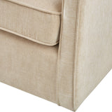 Upholstered Swivel Chair with Curved Armrest and Metal Base