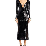 Bardot Verona Sequin Maxi Dress Black Size 6