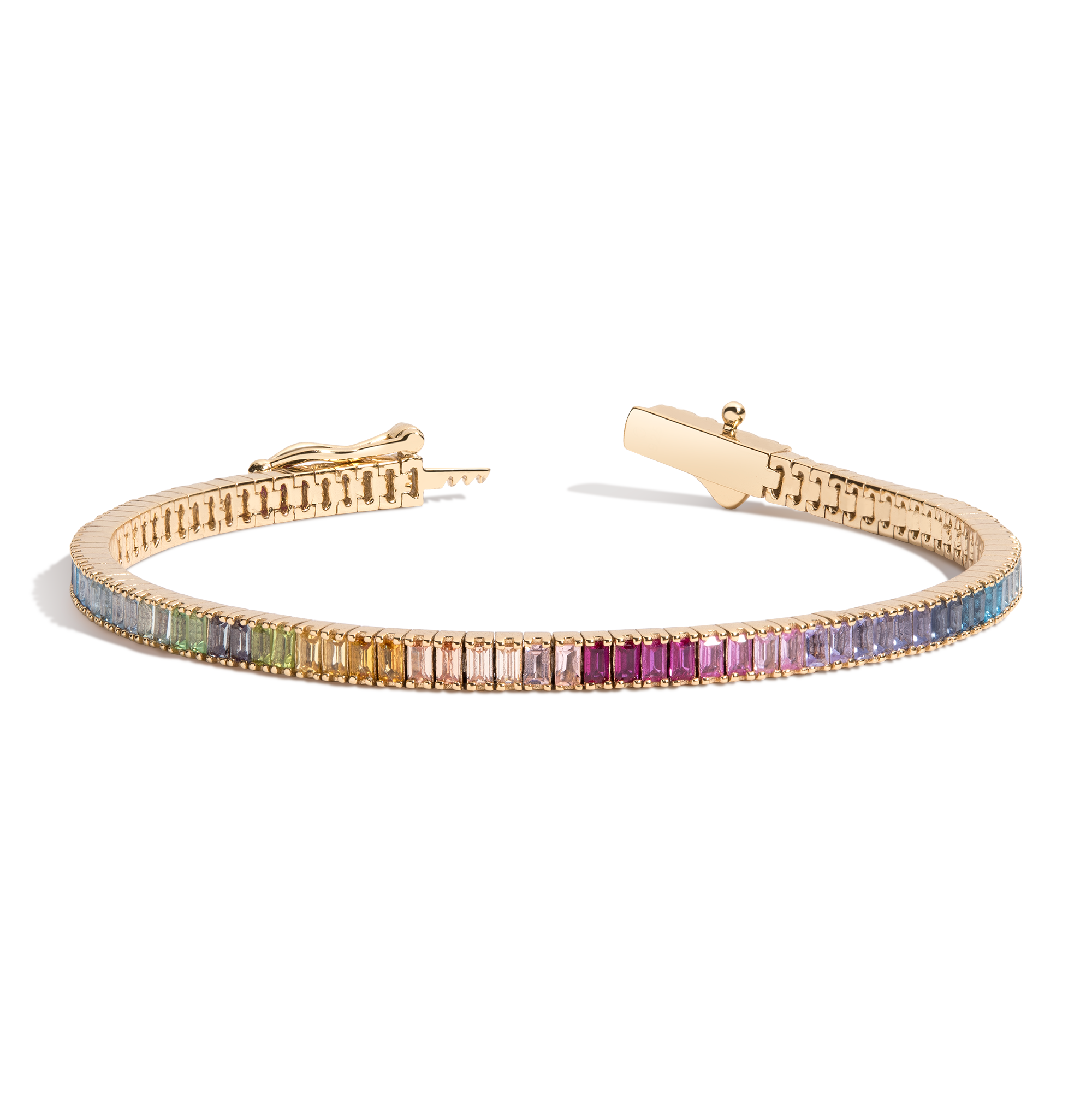 Ombré Rainbow Baguette Tennis Bracelet