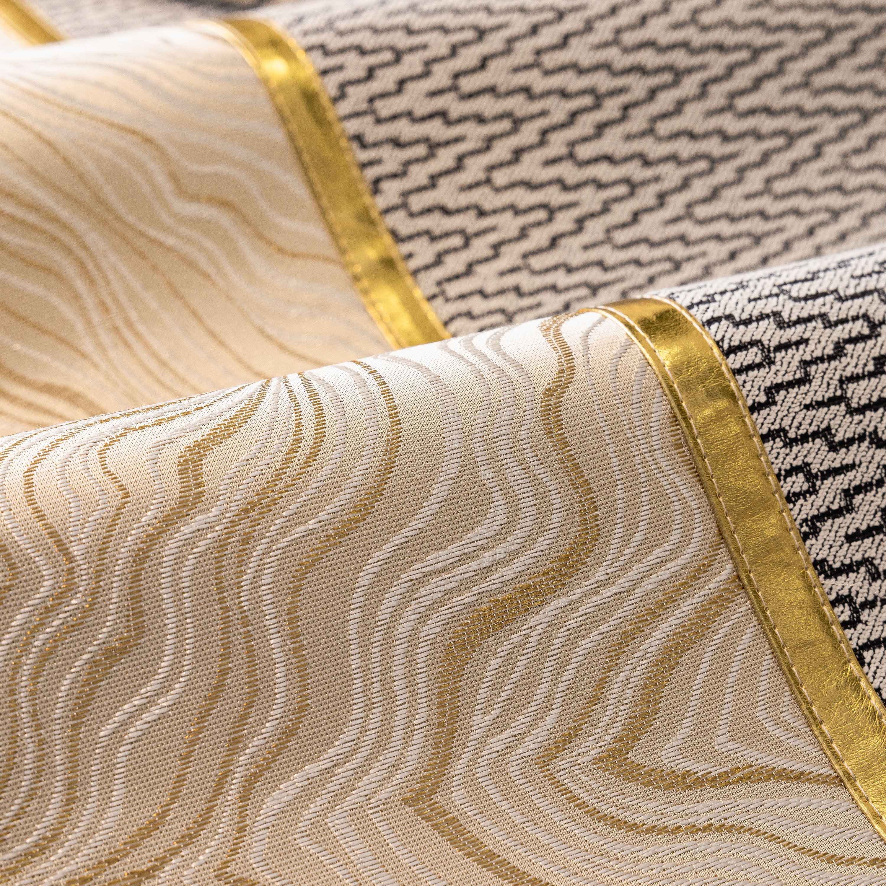 Non-slip Couch Cover With Gold Trim, Sofa Slipcover For Sectional & Loveseat