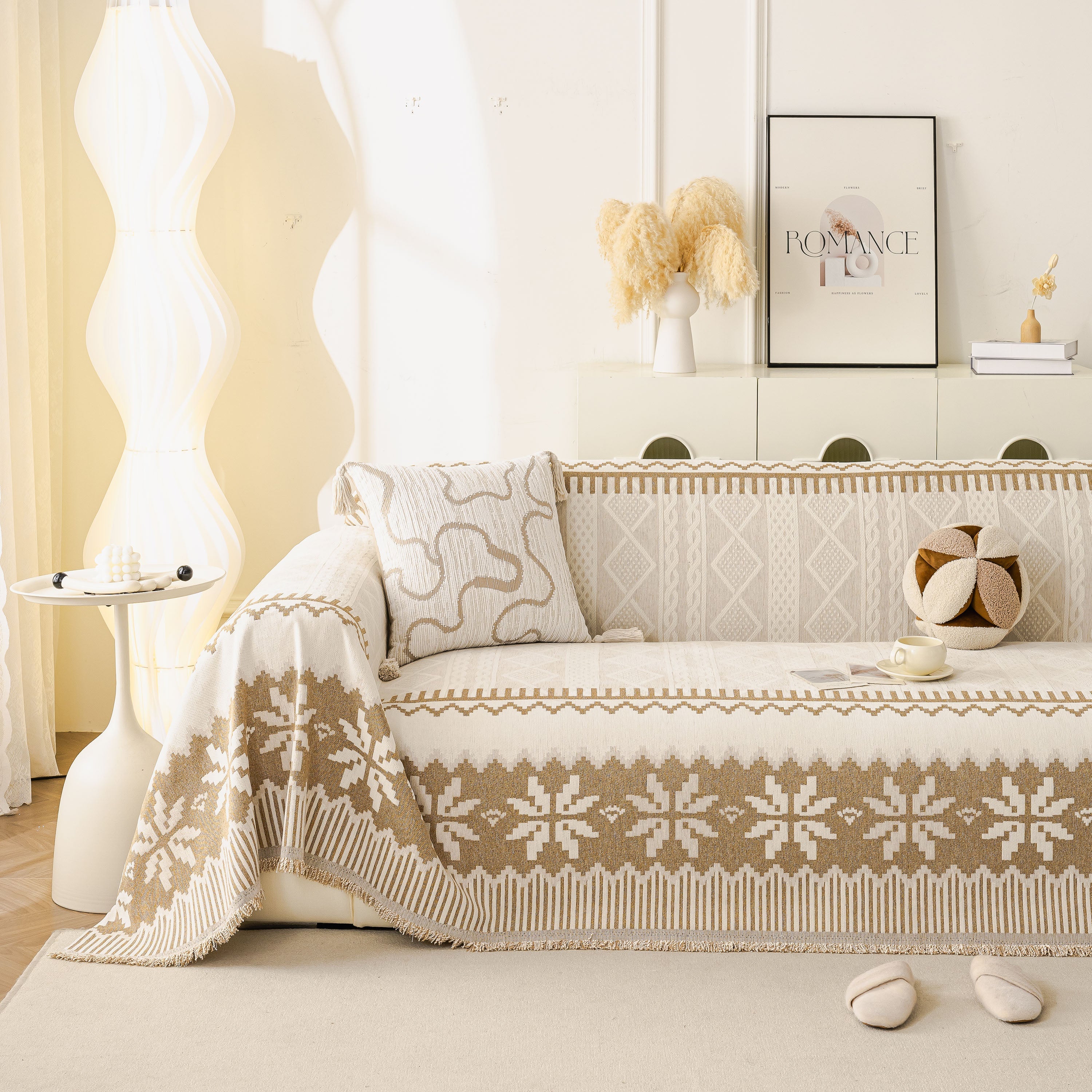 Thick Jacquard Couch Cover For Sectional Sofas, Cozy Washable Sofa Cover Throw Blanket