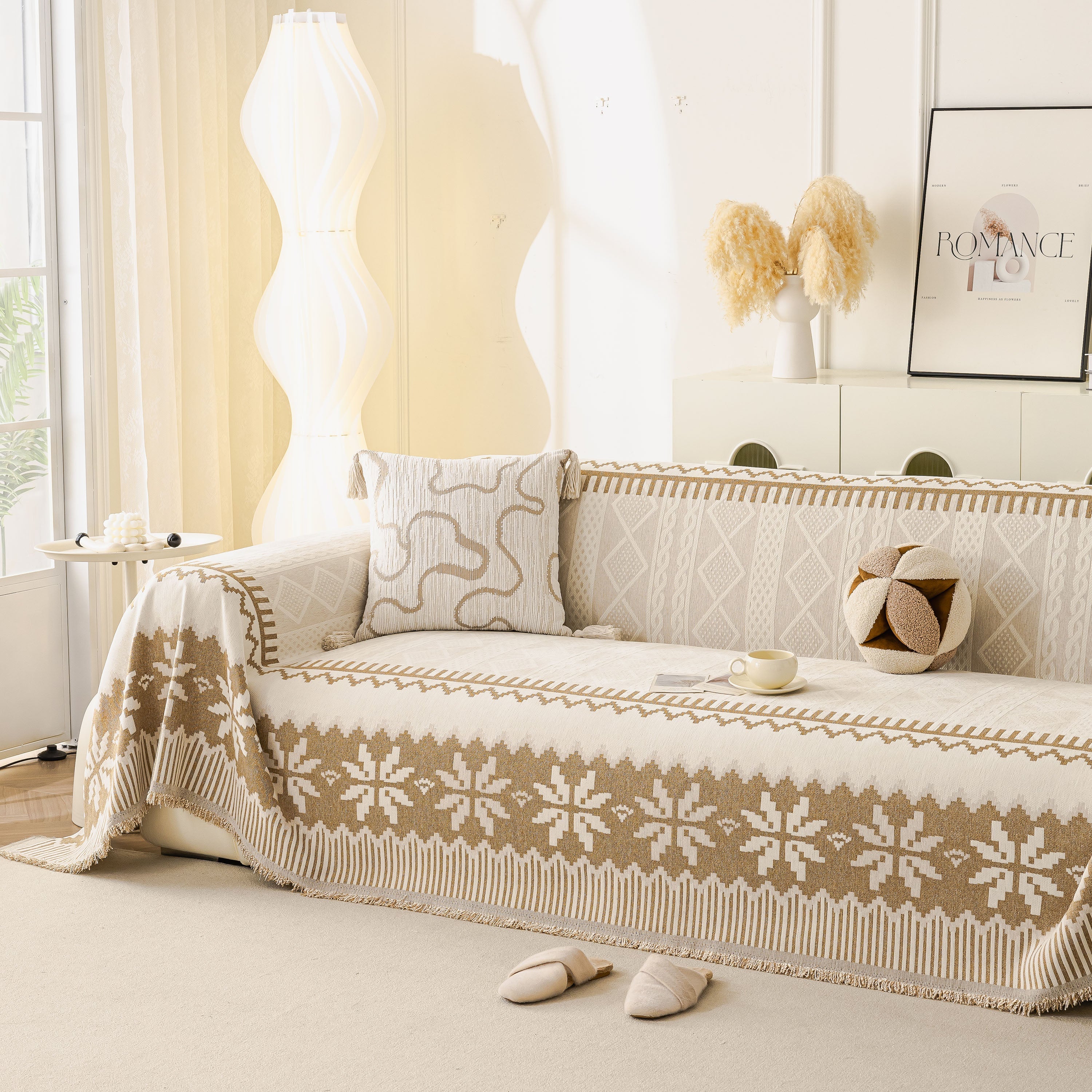Thick Jacquard Couch Cover For Sectional Sofas, Cozy Washable Sofa Cover Throw Blanket