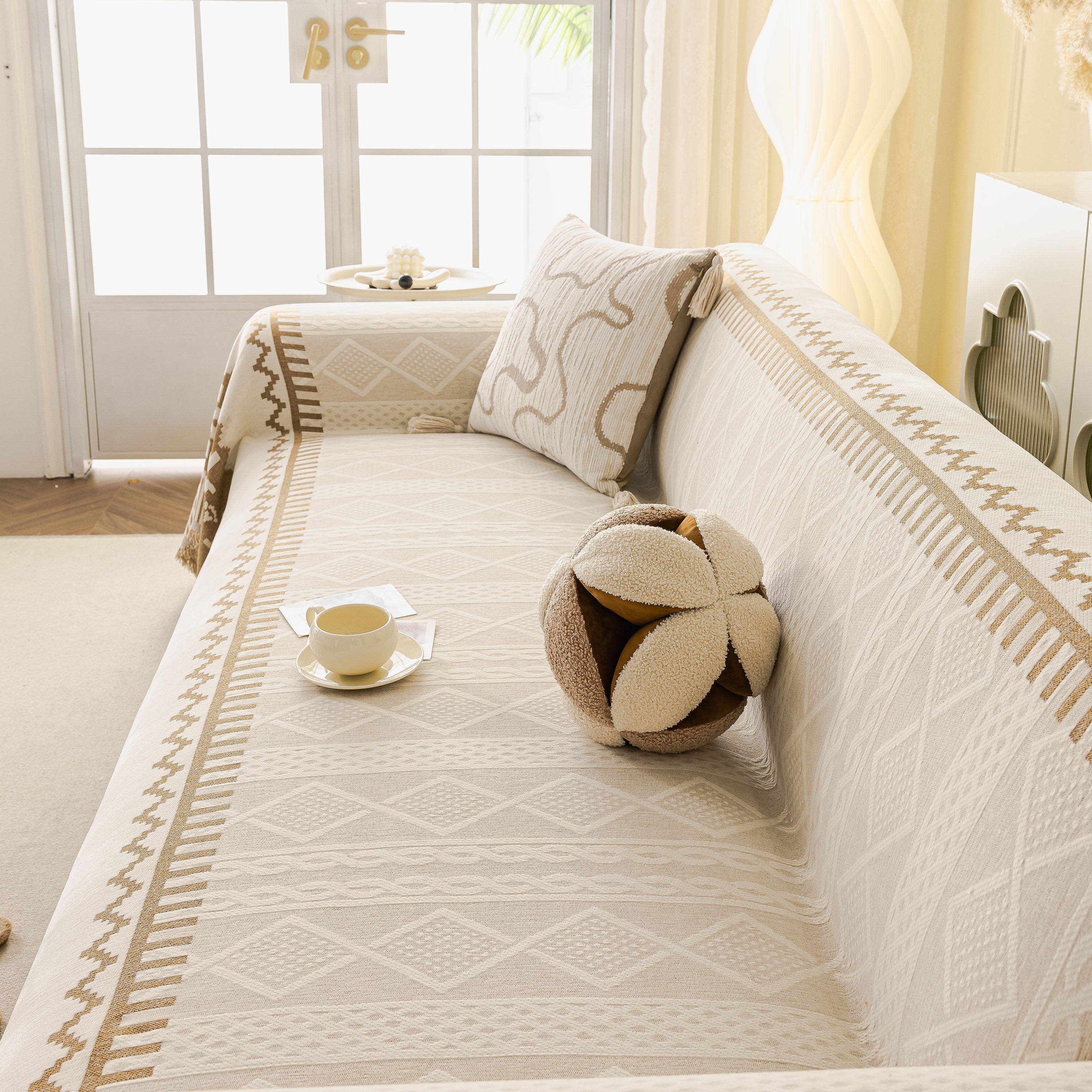 Thick Jacquard Couch Cover For Sectional Sofas, Cozy Washable Sofa Cover Throw Blanket