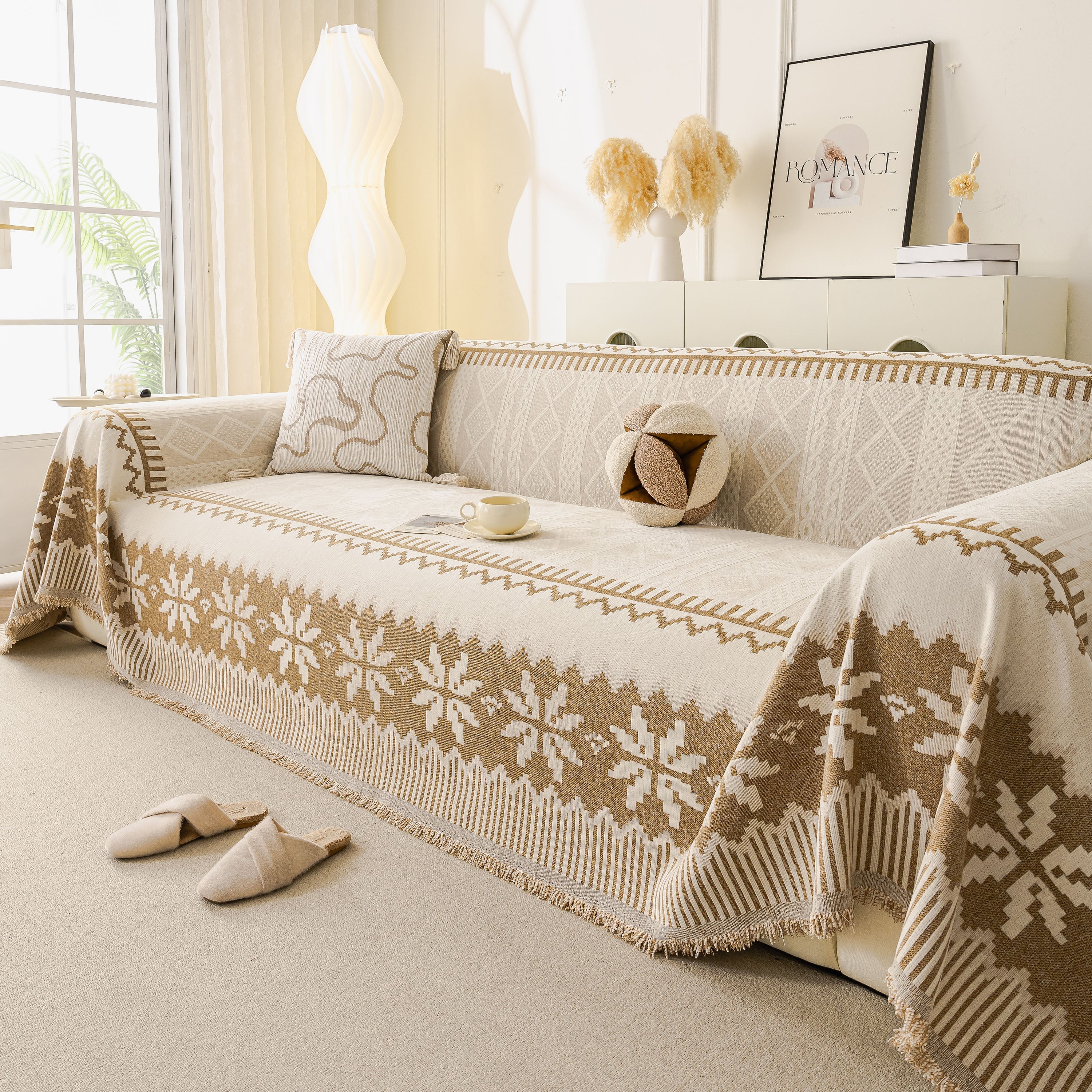 Thick Jacquard Couch Cover For Sectional Sofas, Cozy Washable Sofa Cover Throw Blanket