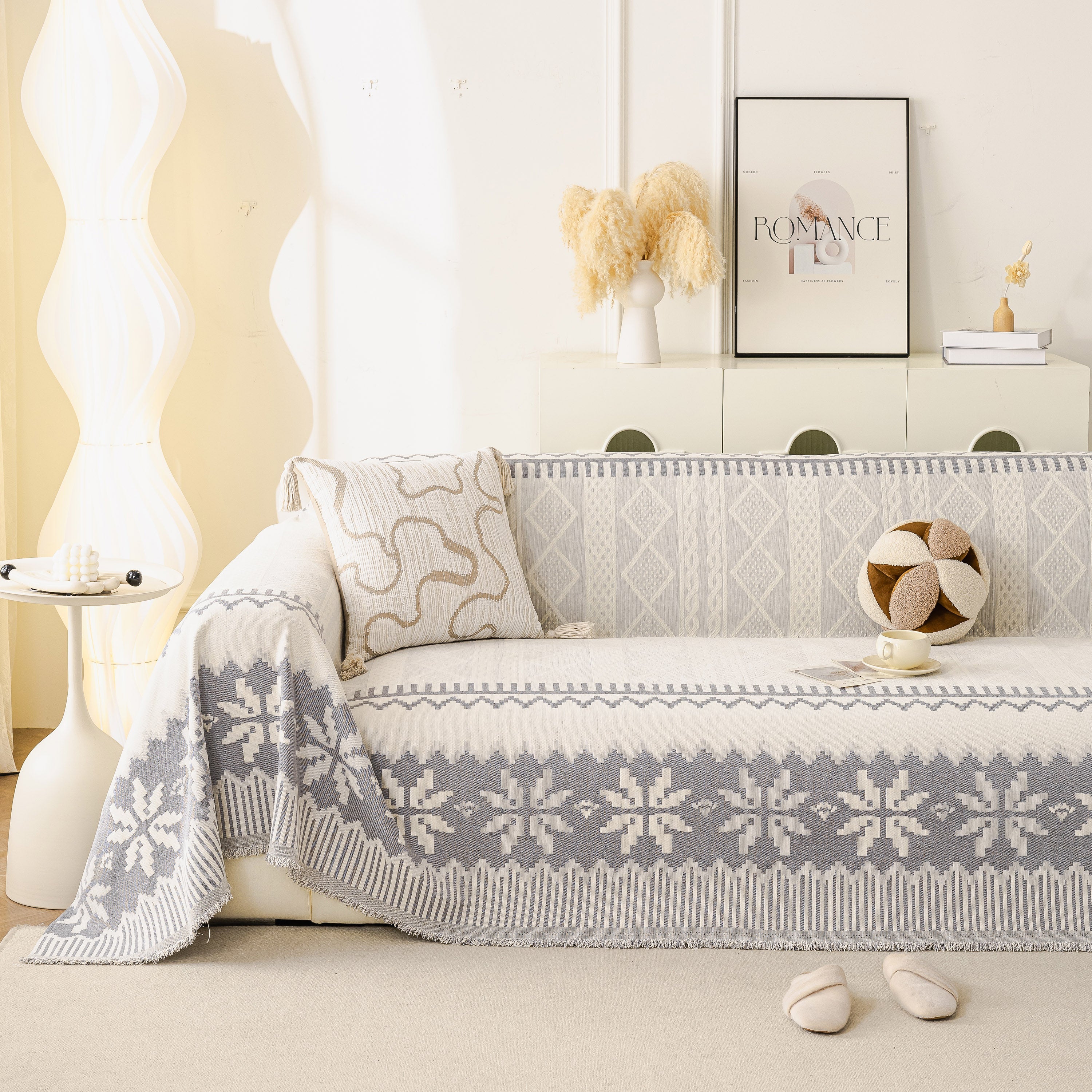 Thick Jacquard Couch Cover For Sectional Sofas, Cozy Washable Sofa Cover Throw Blanket