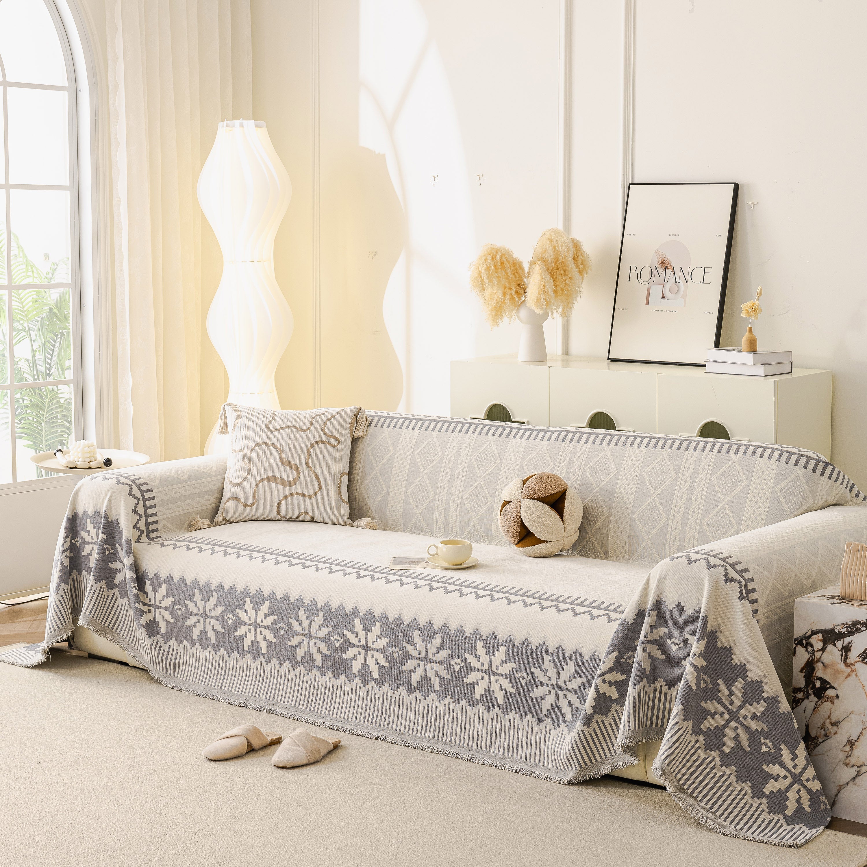 Thick Jacquard Couch Cover For Sectional Sofas, Cozy Washable Sofa Cover Throw Blanket