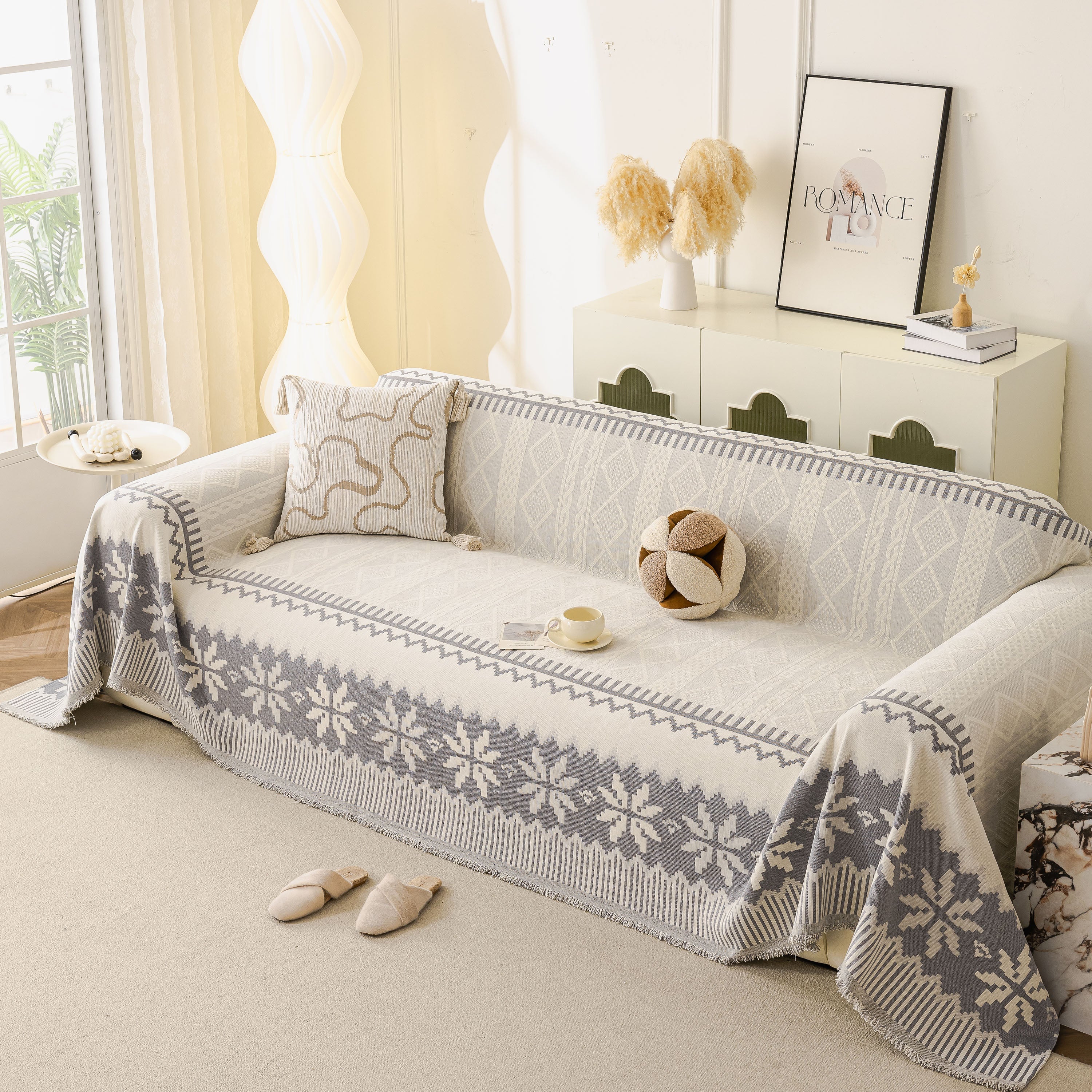 Thick Jacquard Couch Cover For Sectional Sofas, Cozy Washable Sofa Cover Throw Blanket