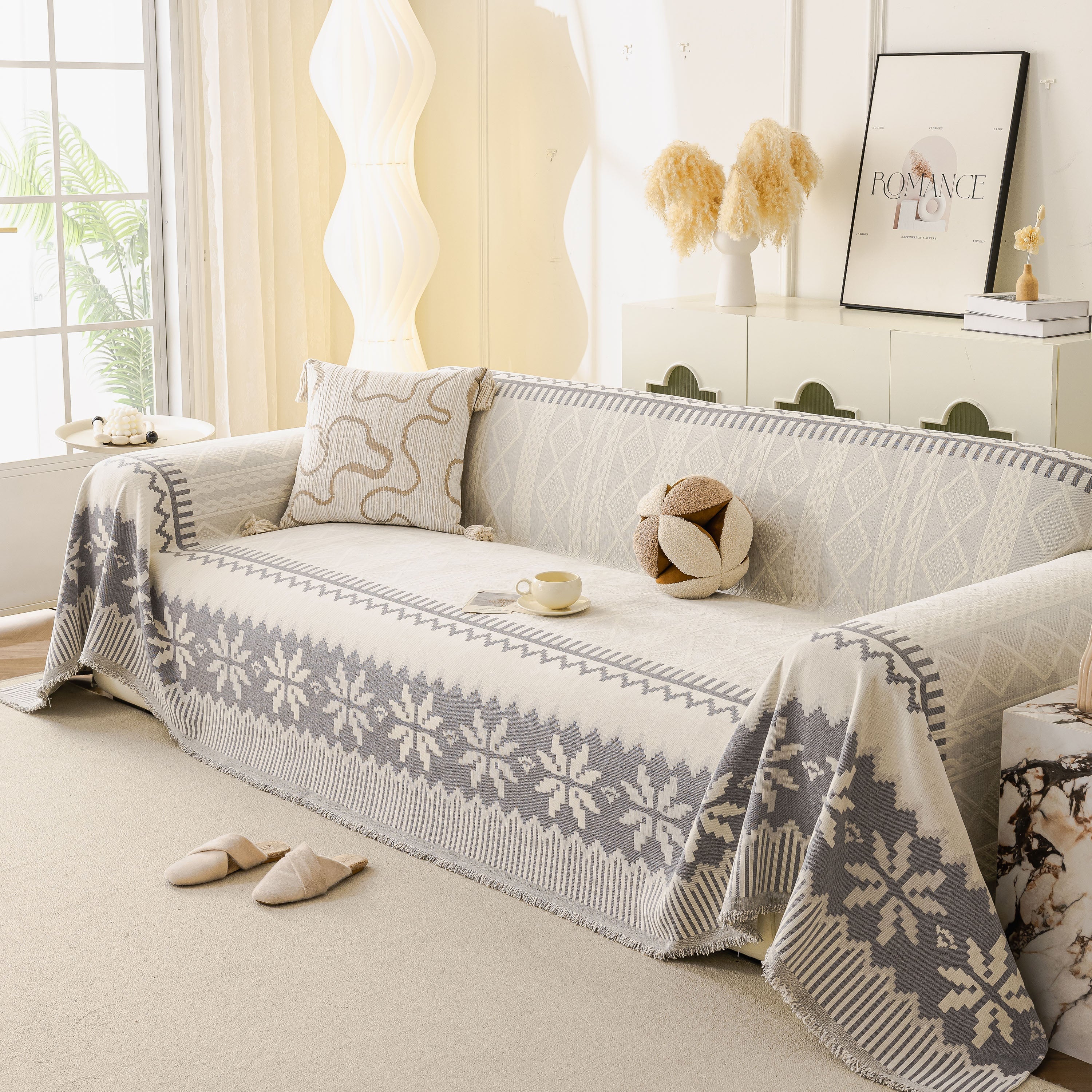 Thick Jacquard Couch Cover For Sectional Sofas, Cozy Washable Sofa Cover Throw Blanket