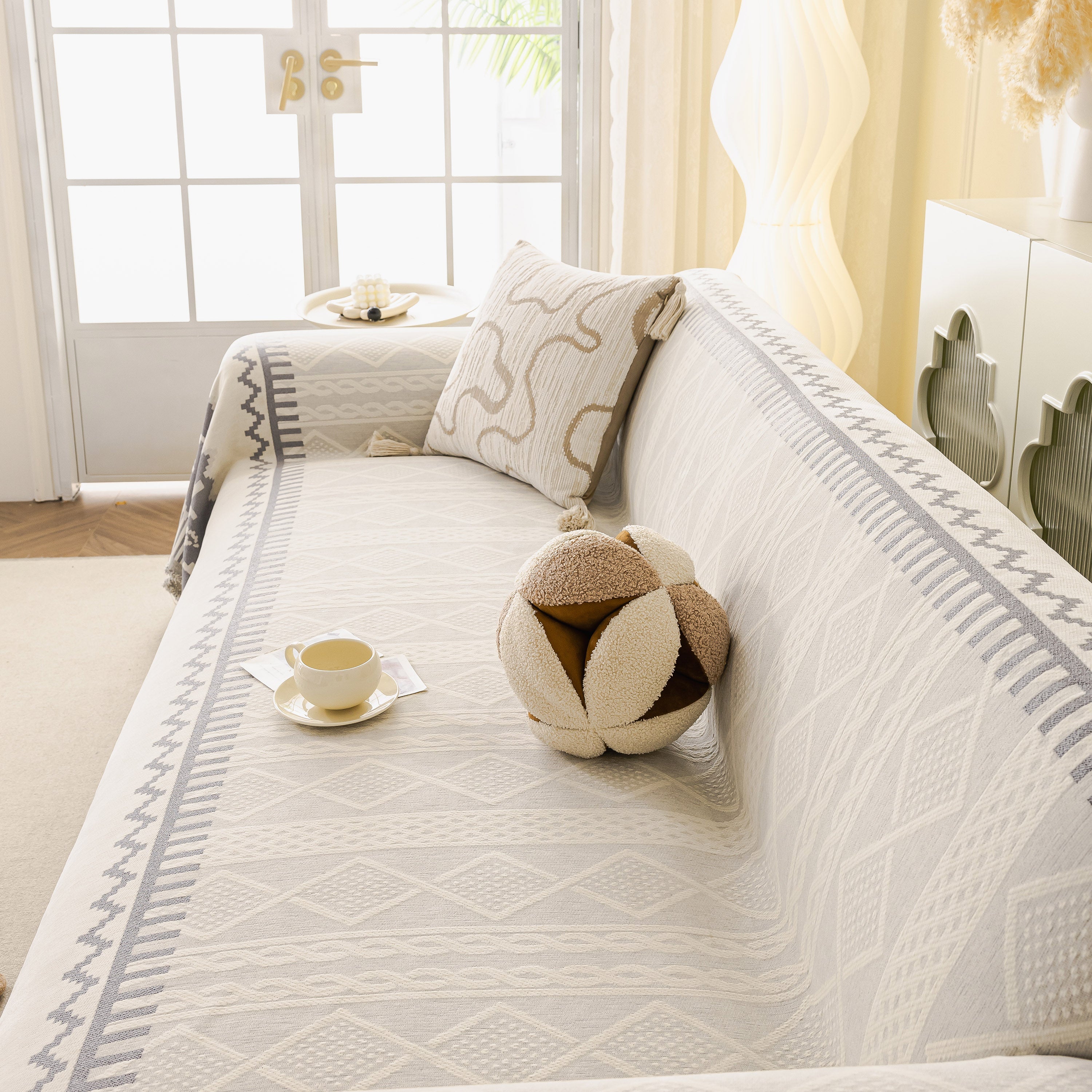 Thick Jacquard Couch Cover For Sectional Sofas, Cozy Washable Sofa Cover Throw Blanket