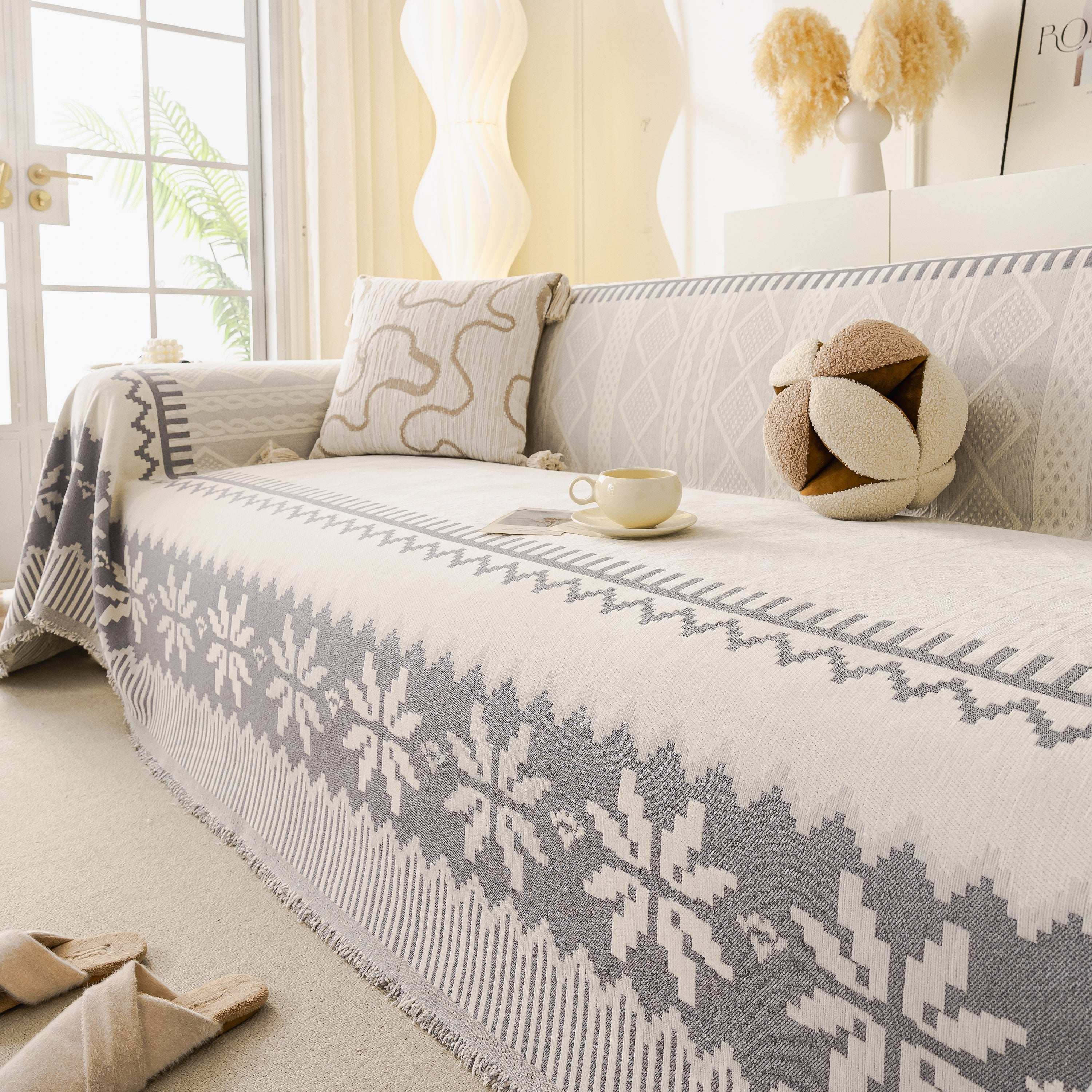 Thick Jacquard Couch Cover For Sectional Sofas, Cozy Washable Sofa Cover Throw Blanket