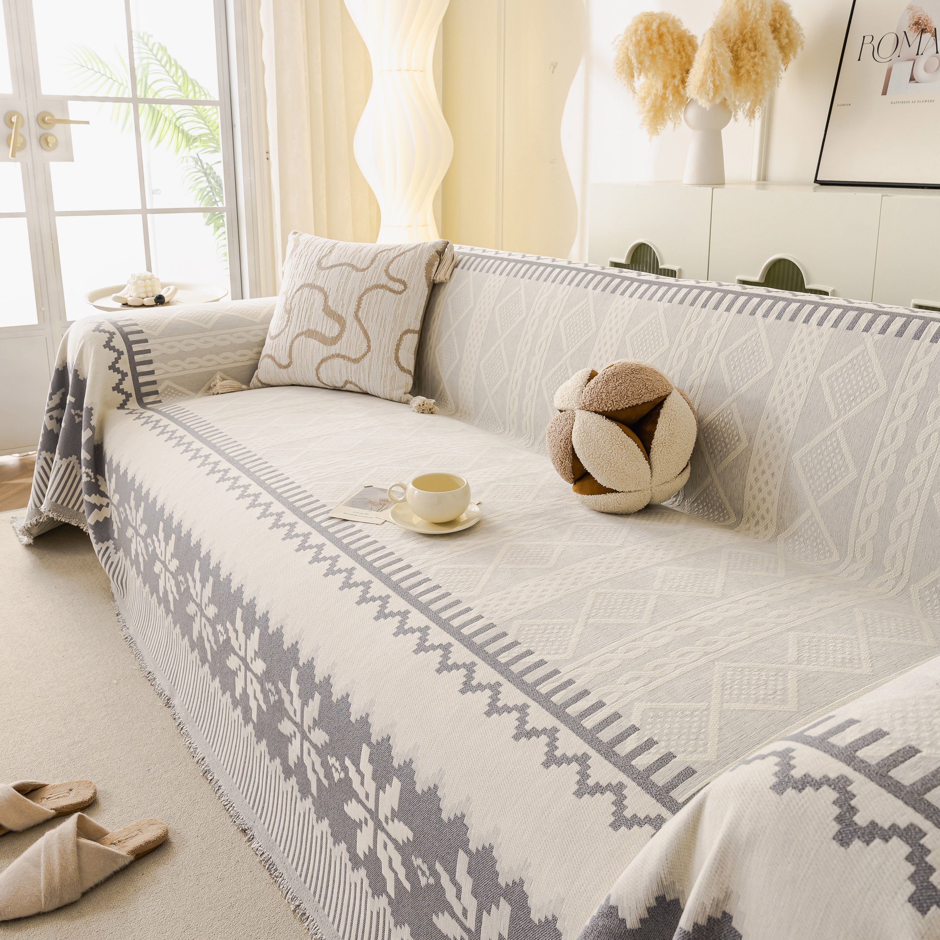 Thick Jacquard Couch Cover For Sectional Sofas, Cozy Washable Sofa Cover Throw Blanket