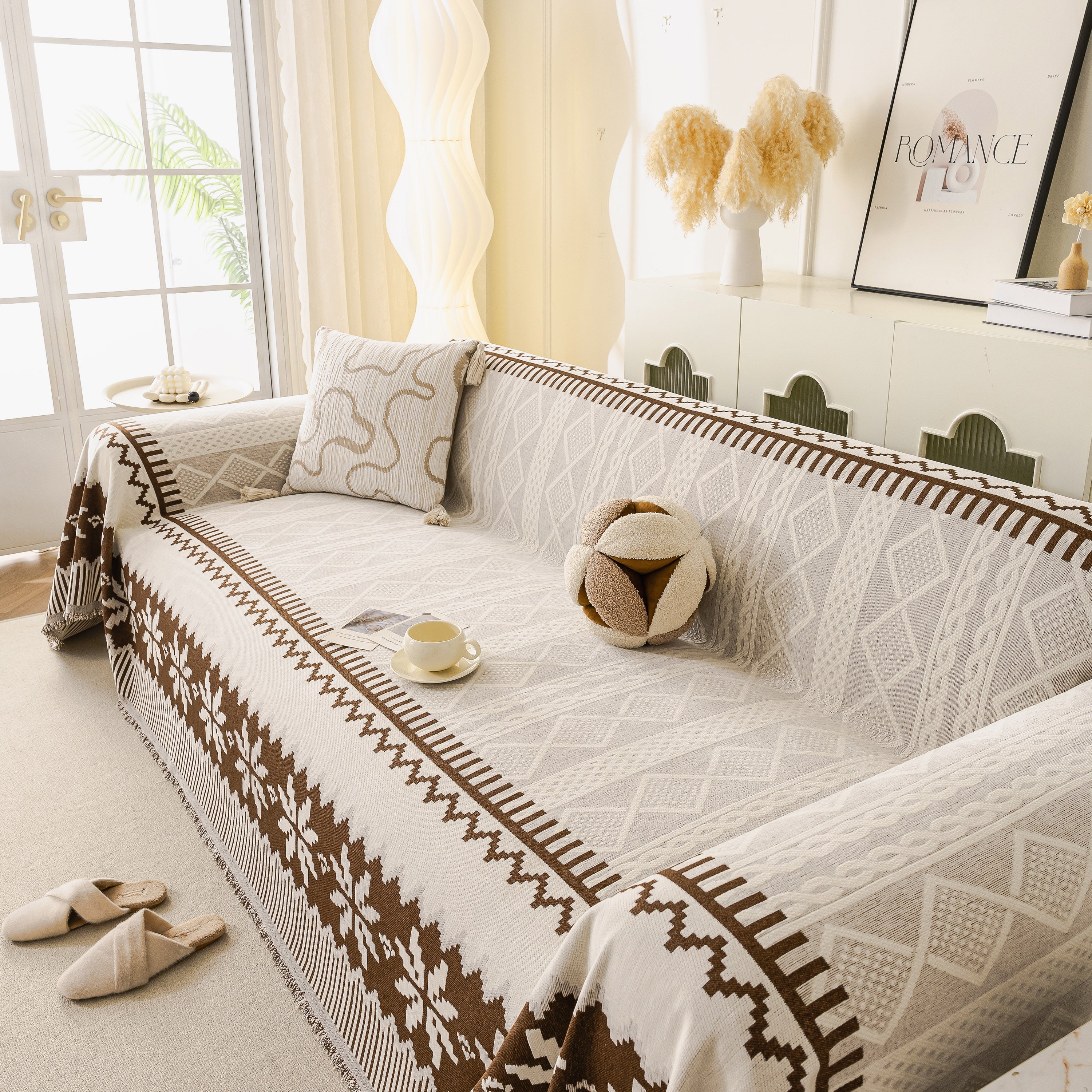 Thick Jacquard Couch Cover For Sectional Sofas, Cozy Washable Sofa Cover Throw Blanket