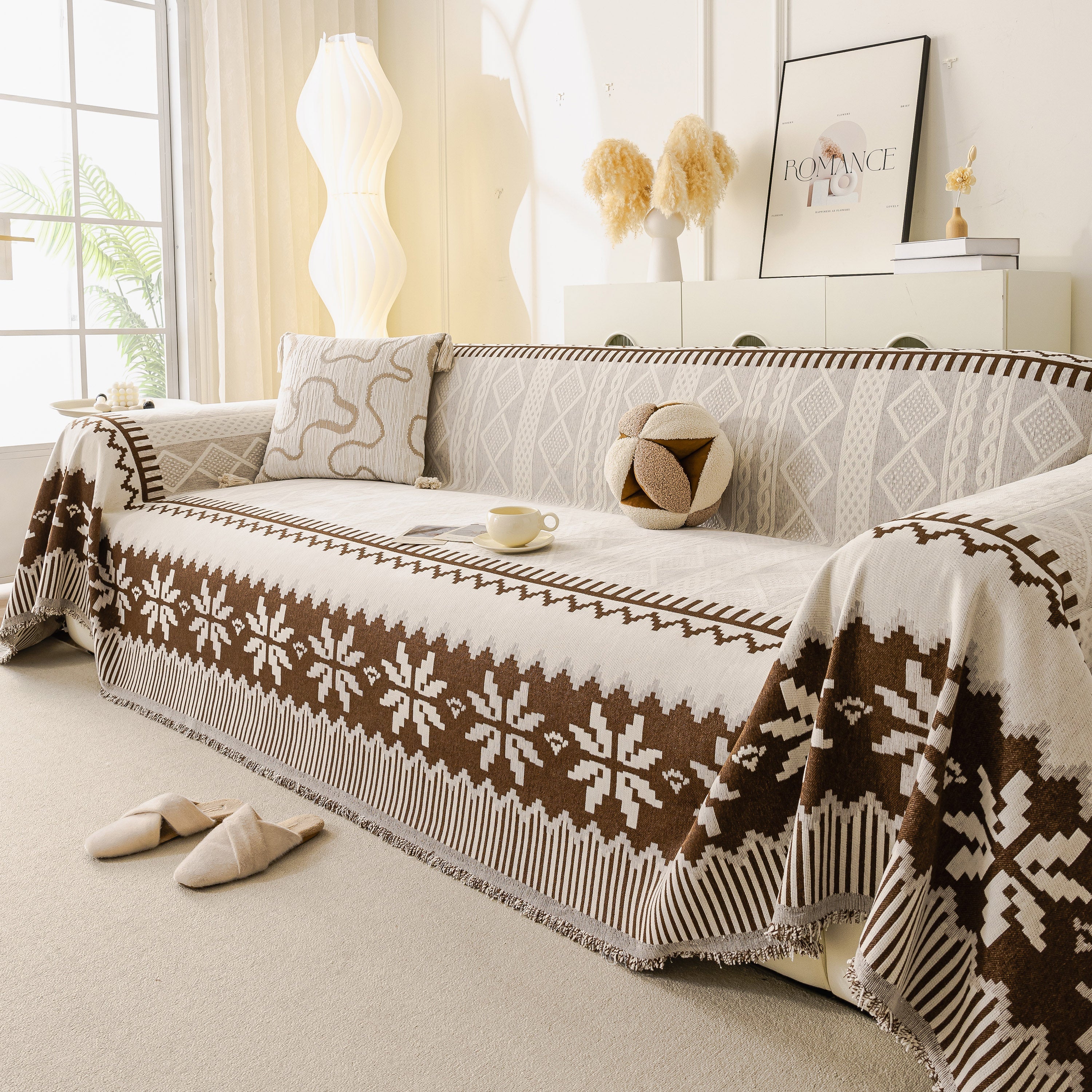 Thick Jacquard Couch Cover For Sectional Sofas, Cozy Washable Sofa Cover Throw Blanket