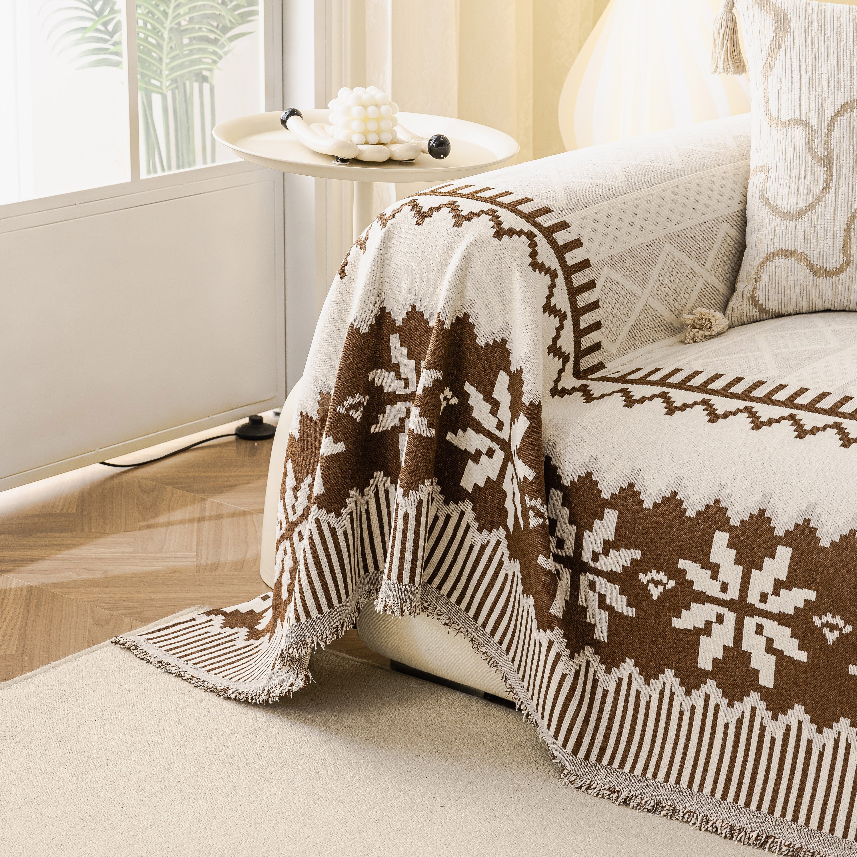 Thick Jacquard Couch Cover For Sectional Sofas, Cozy Washable Sofa Cover Throw Blanket