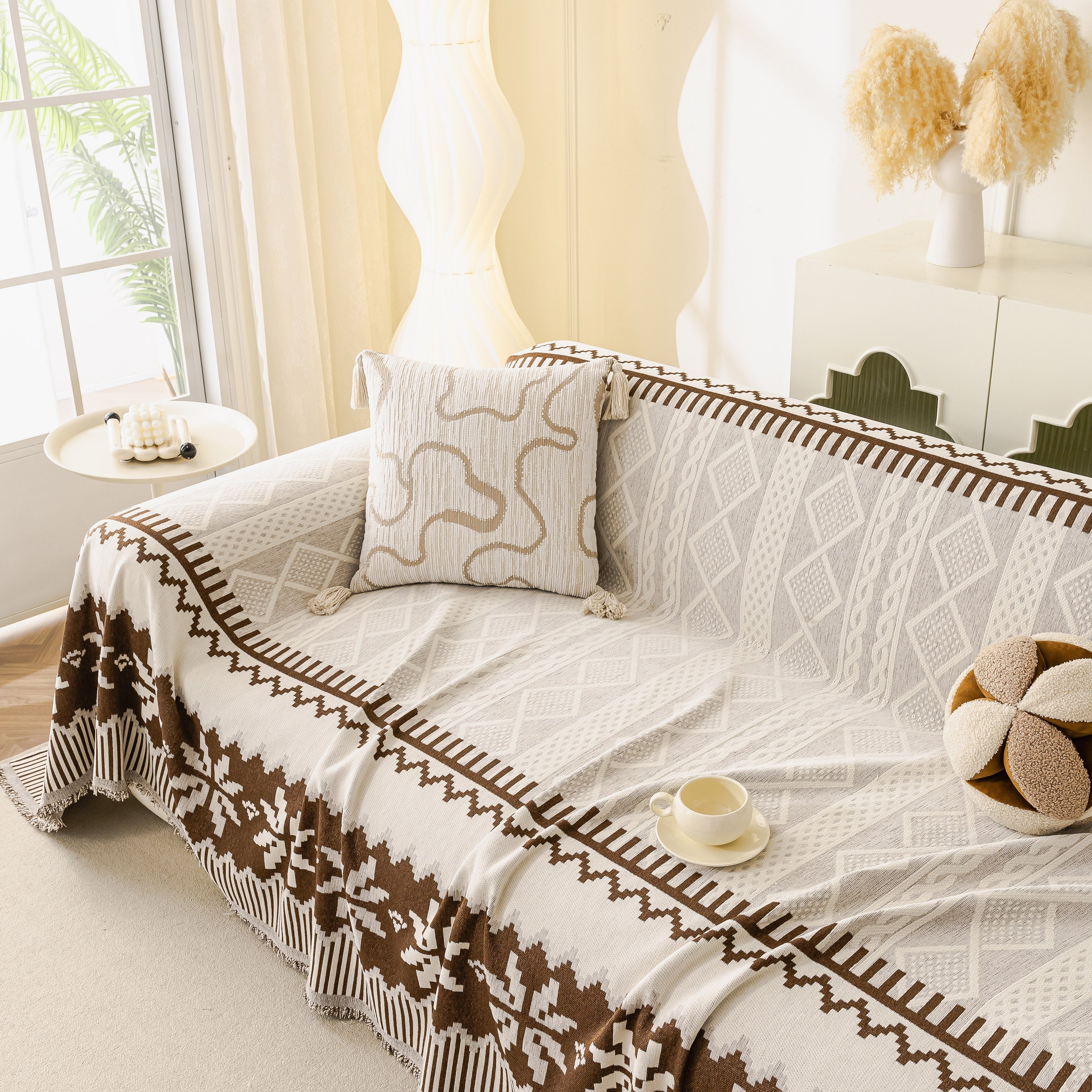 Thick Jacquard Couch Cover For Sectional Sofas, Cozy Washable Sofa Cover Throw Blanket