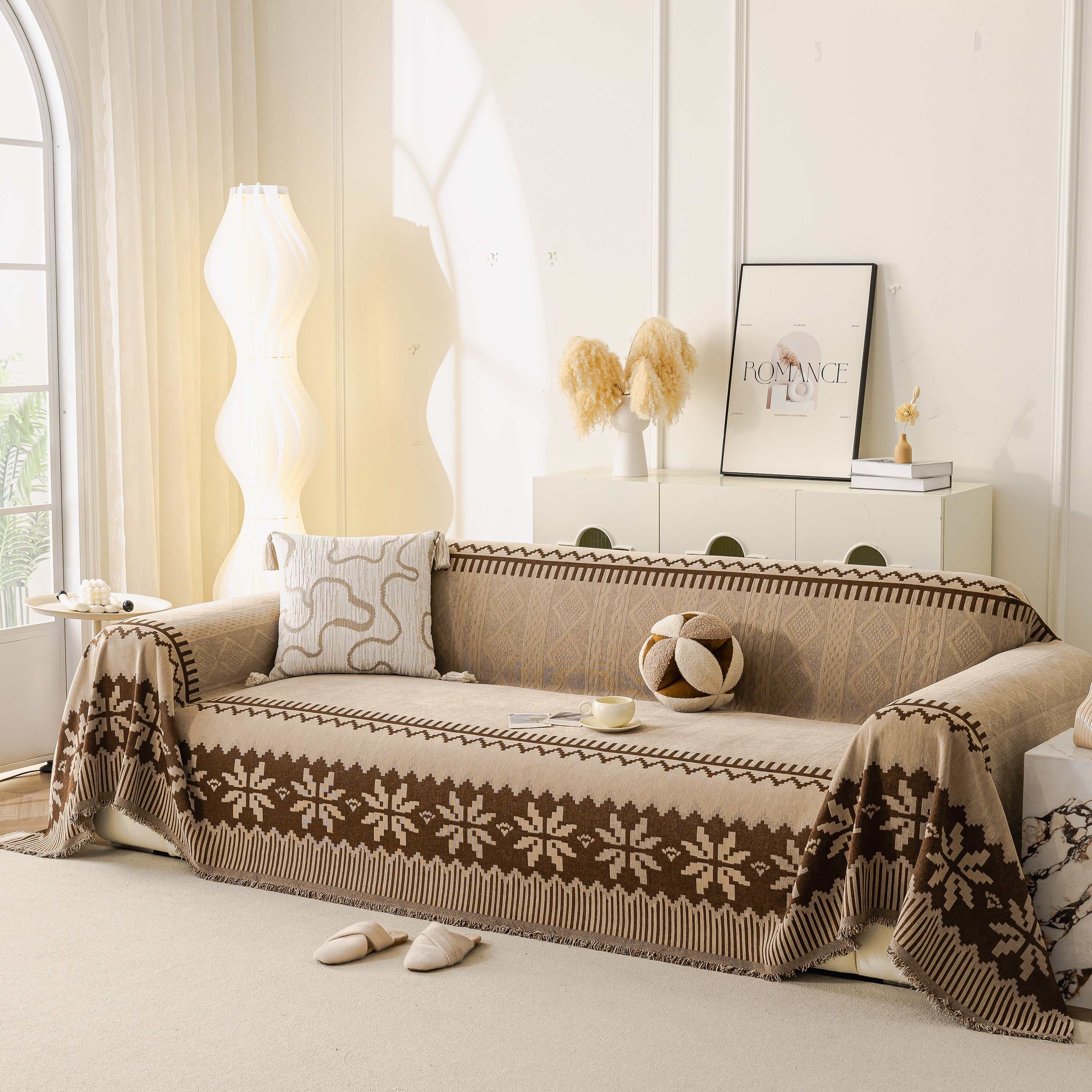 Thick Jacquard Couch Cover For Sectional Sofas, Cozy Washable Sofa Cover Throw Blanket