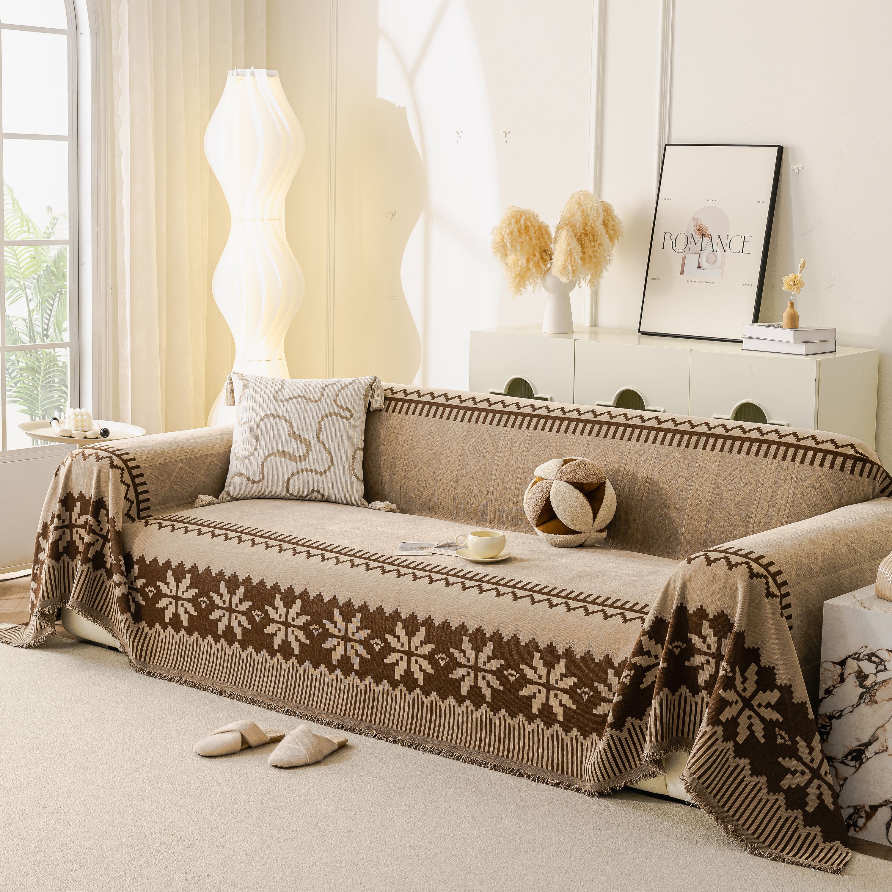 Thick Jacquard Couch Cover For Sectional Sofas, Cozy Washable Sofa Cover Throw Blanket