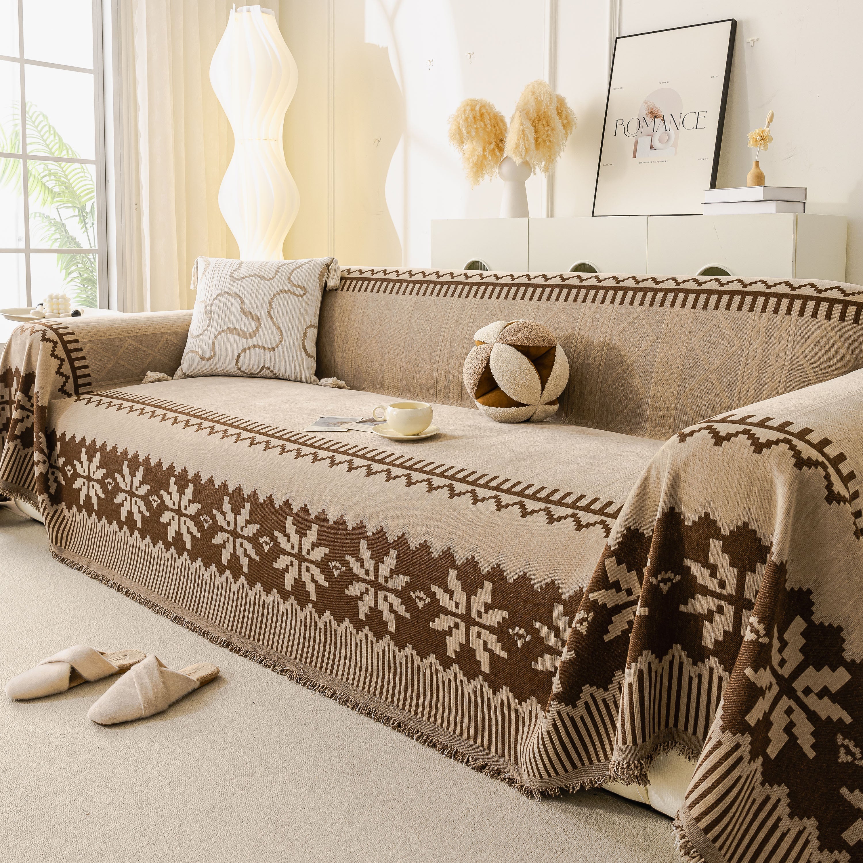 Thick Jacquard Couch Cover For Sectional Sofas, Cozy Washable Sofa Cover Throw Blanket