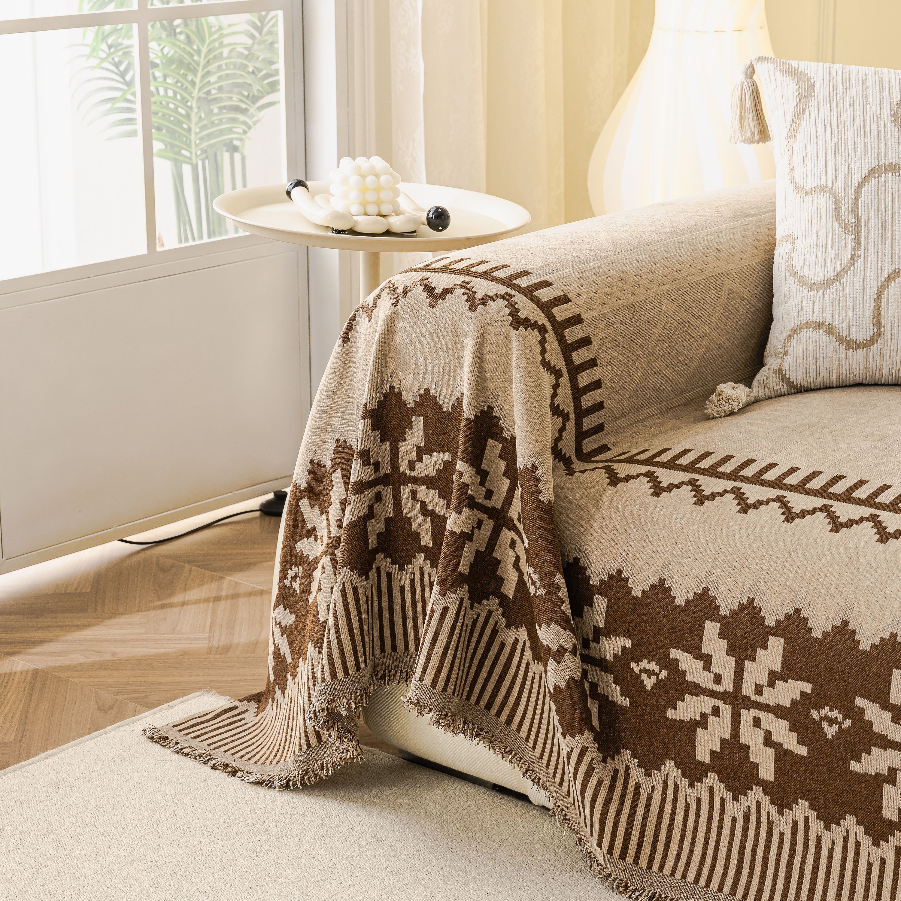 Thick Jacquard Couch Cover For Sectional Sofas, Cozy Washable Sofa Cover Throw Blanket