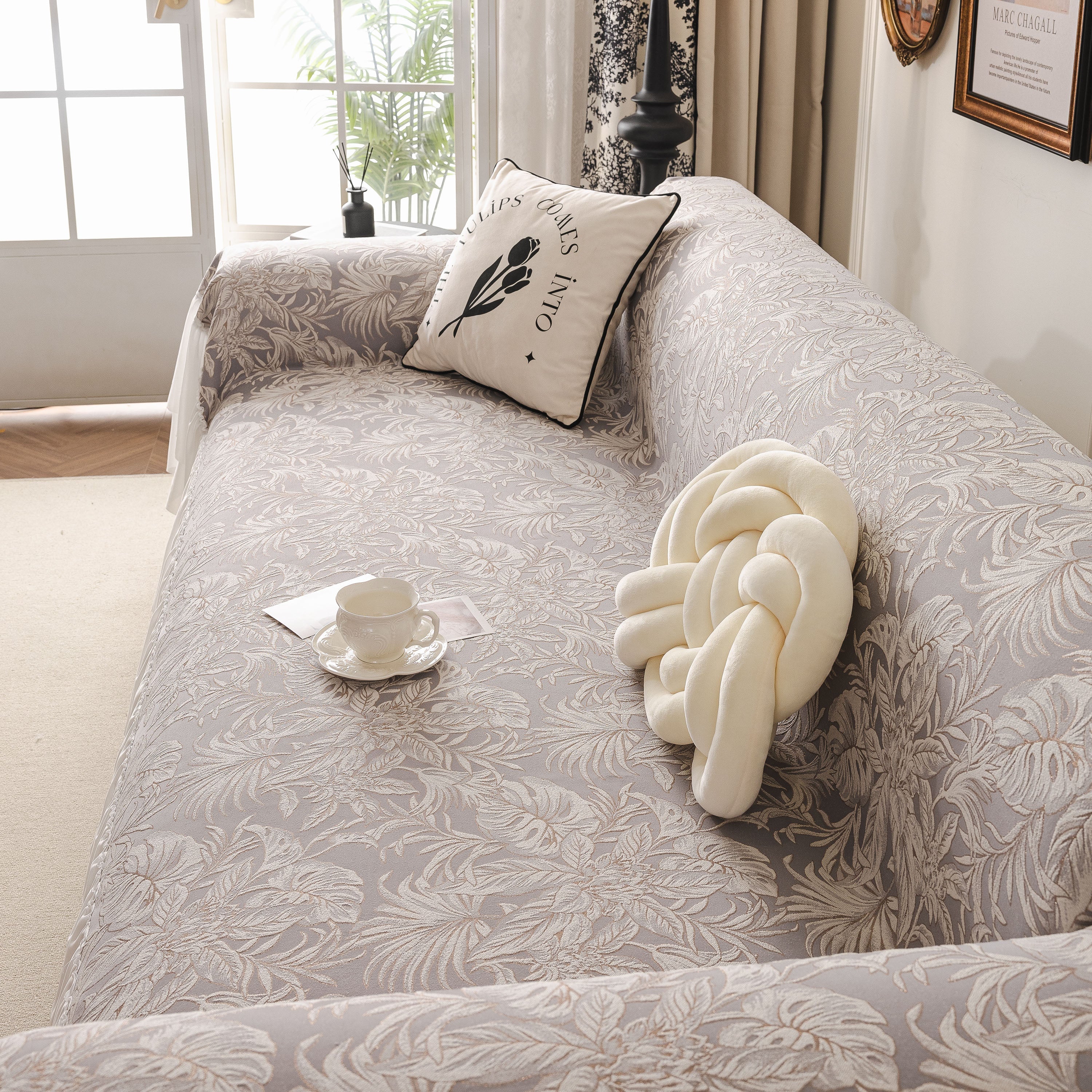 French Chic Style Ruffle Floral Cover Throws For Sofas, Decorative Couch Covers