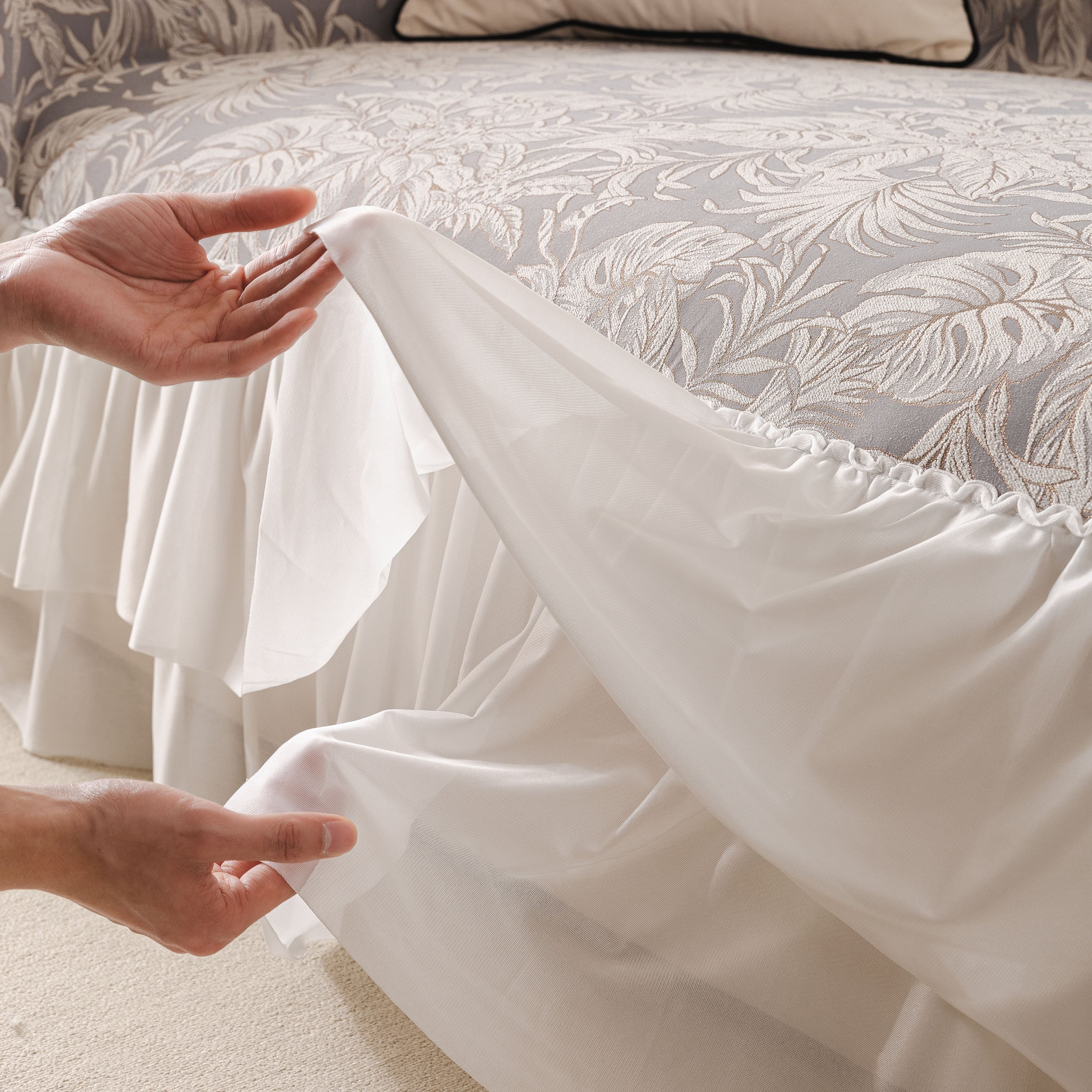 French Chic Style Ruffle Floral Cover Throws For Sofas, Decorative Couch Covers