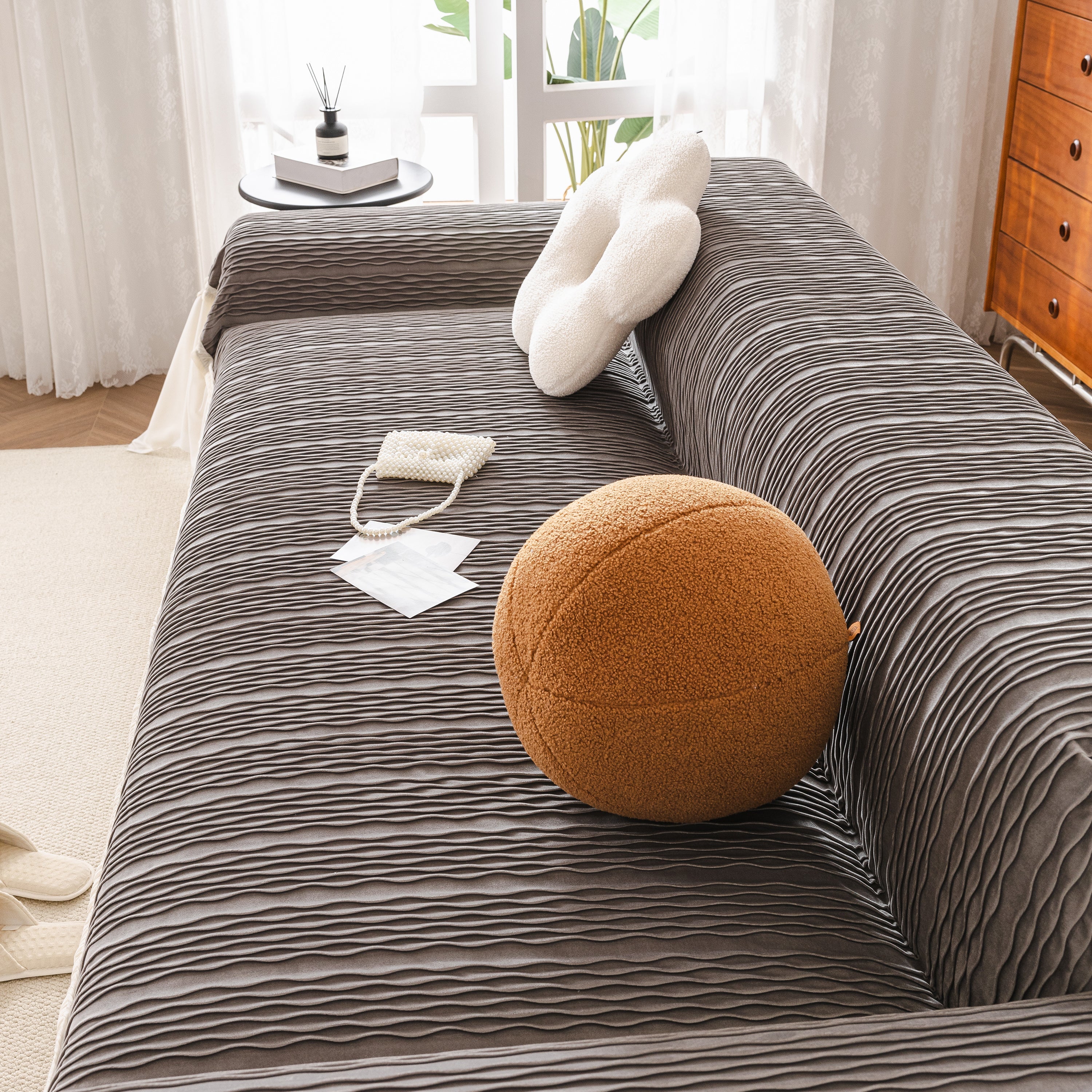 Soft Warm Flannel Couch Cover Throw Blanket With French Flounce, Beautiful Furniture Throws For Sofas