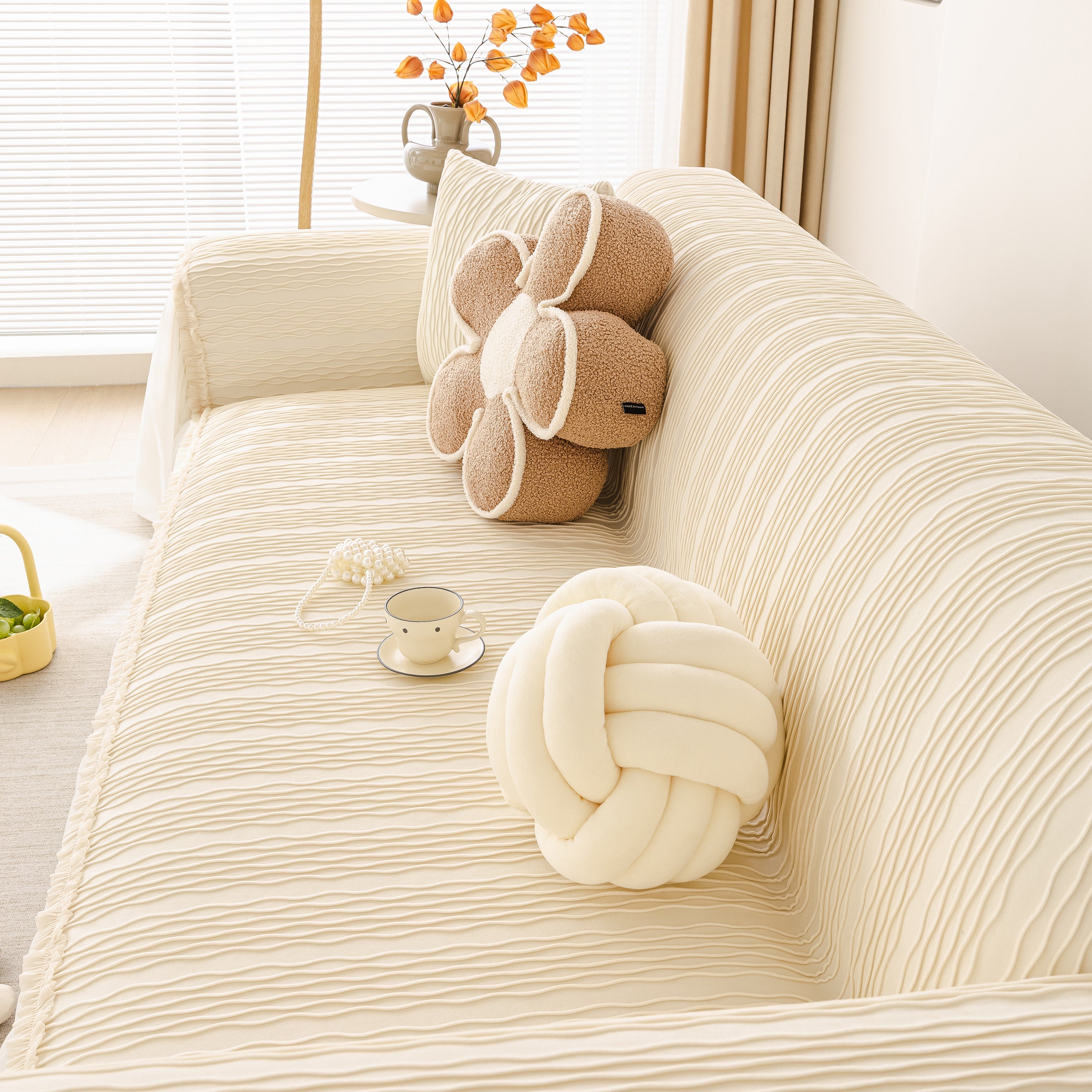 Soft Warm Flannel Couch Cover Throw Blanket With French Flounce, Beautiful Furniture Throws For Sofas