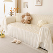 Soft Warm Flannel Couch Cover Throw Blanket With French Flounce, Beautiful Furniture Throws For Sofas