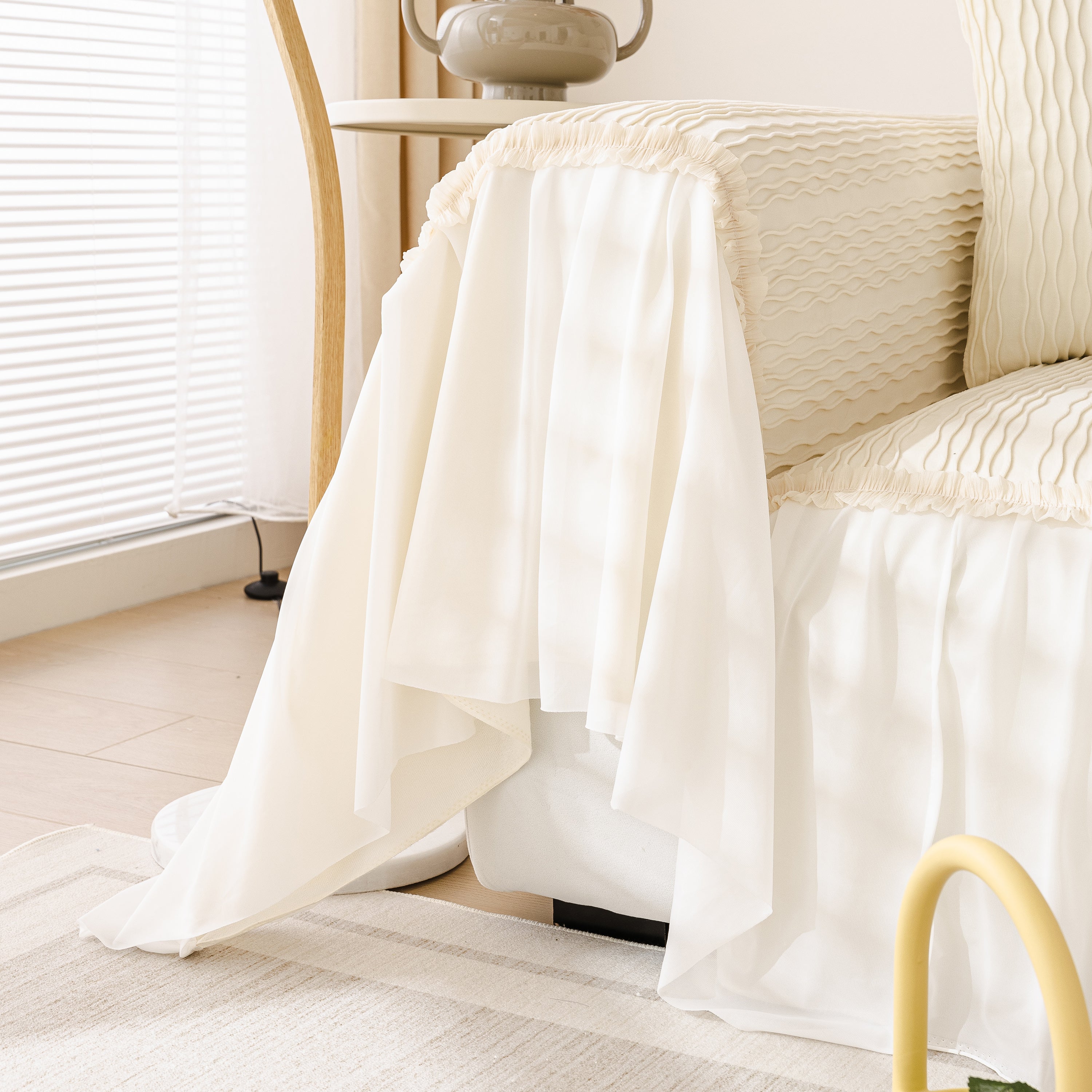 Soft Warm Flannel Couch Cover Throw Blanket With French Flounce, Beautiful Furniture Throws For Sofas