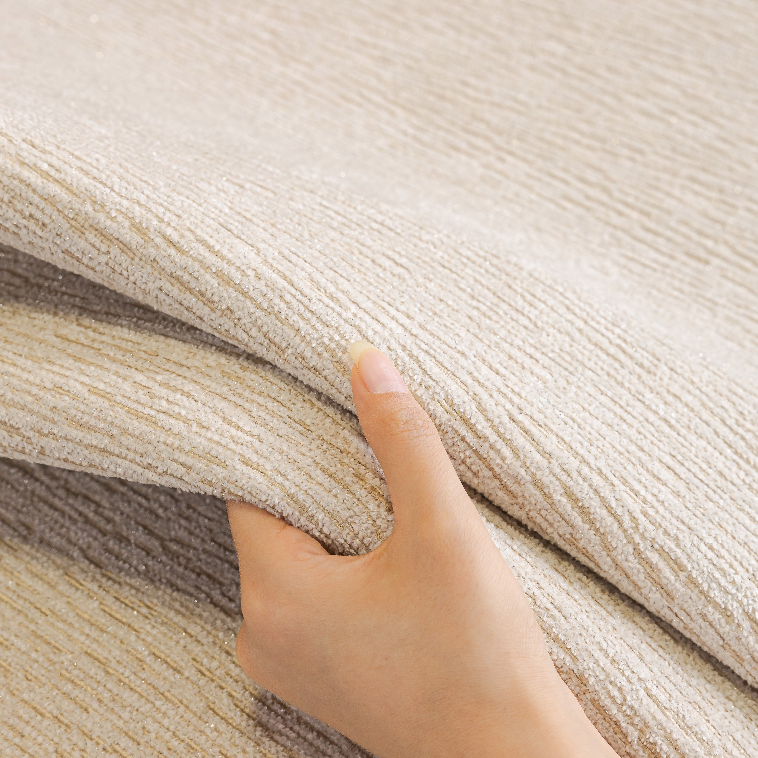 Chenille Couch Cover With Scalloped Edge, Non-slip Modular Slipcover Sectional