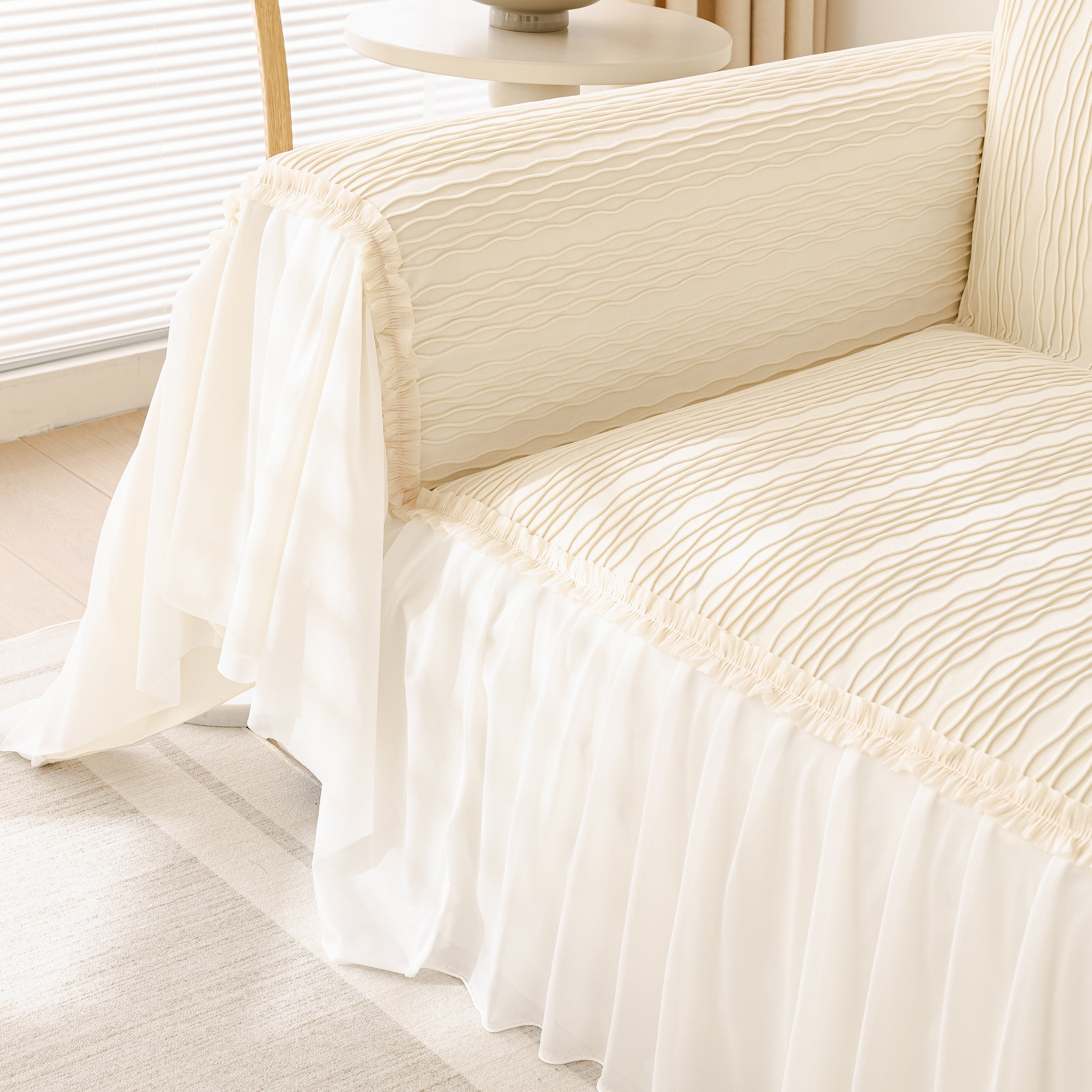 Soft Warm Flannel Couch Cover Throw Blanket With French Flounce, Beautiful Furniture Throws For Sofas