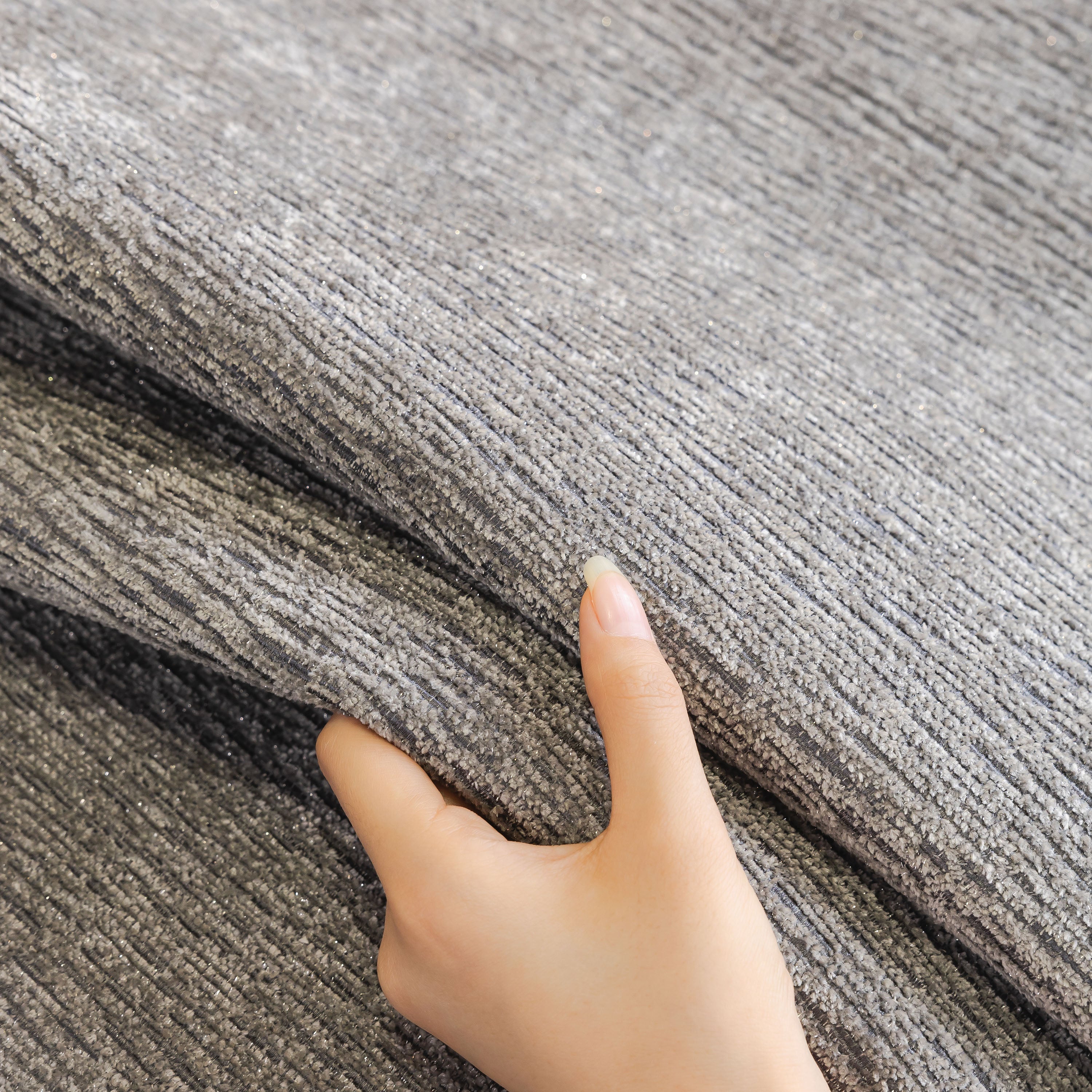 Chenille Couch Cover With Scalloped Edge, Non-slip Modular Slipcover Sectional