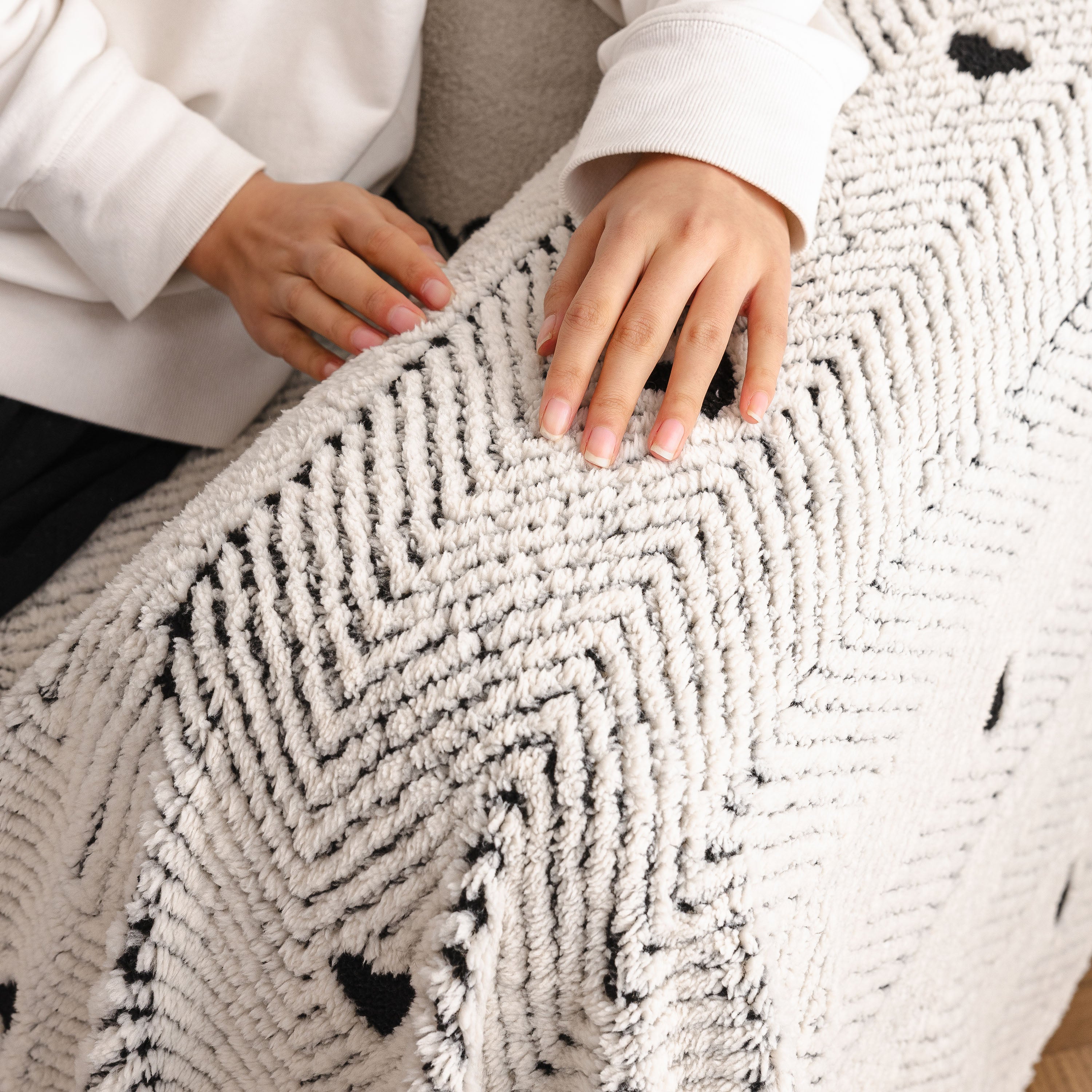 Thick Plush Sofa Cover Throw For Couch, 3d Textured Herringbone Washable Slipcover