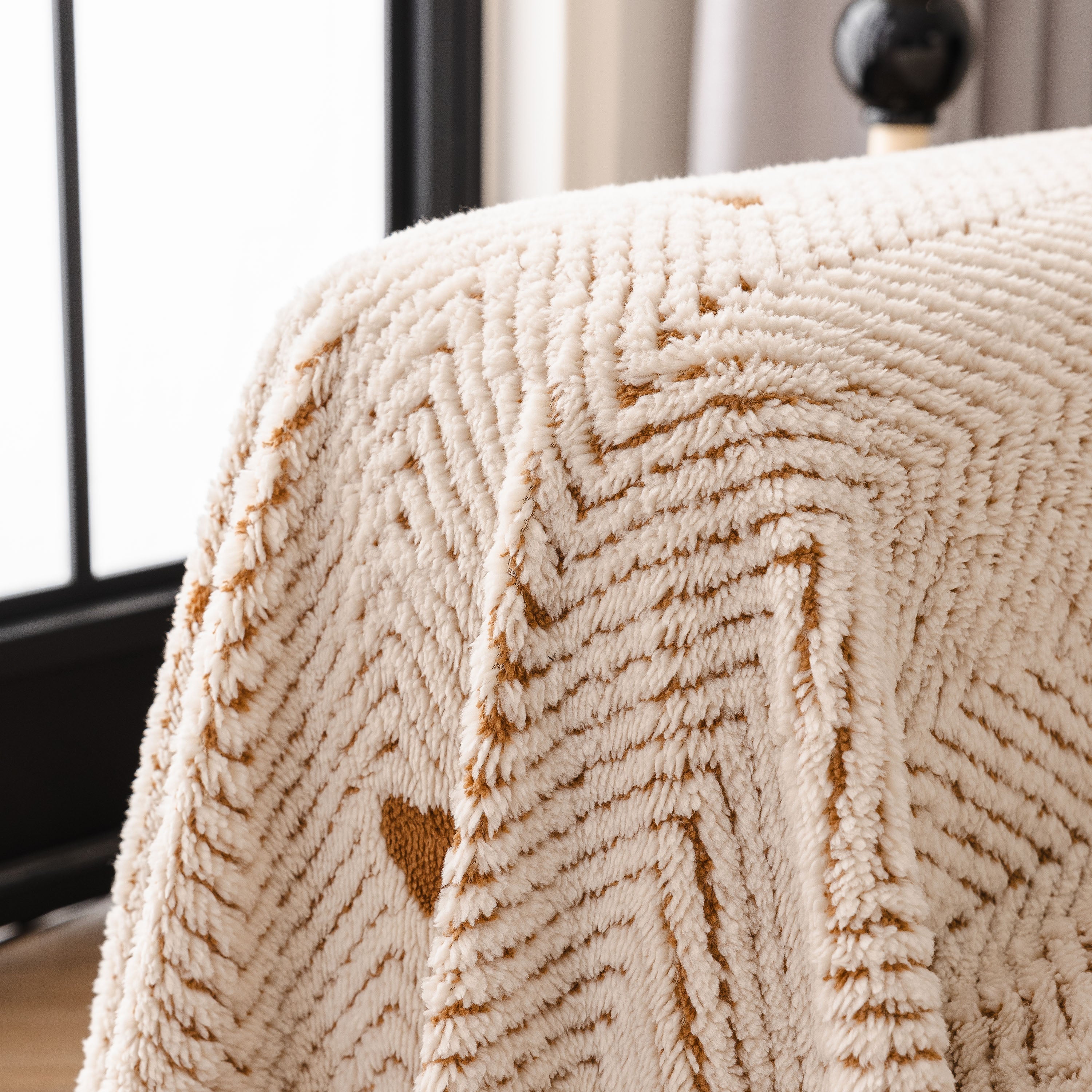 Thick Plush Sofa Cover Throw For Couch, 3d Textured Herringbone Washable Slipcover