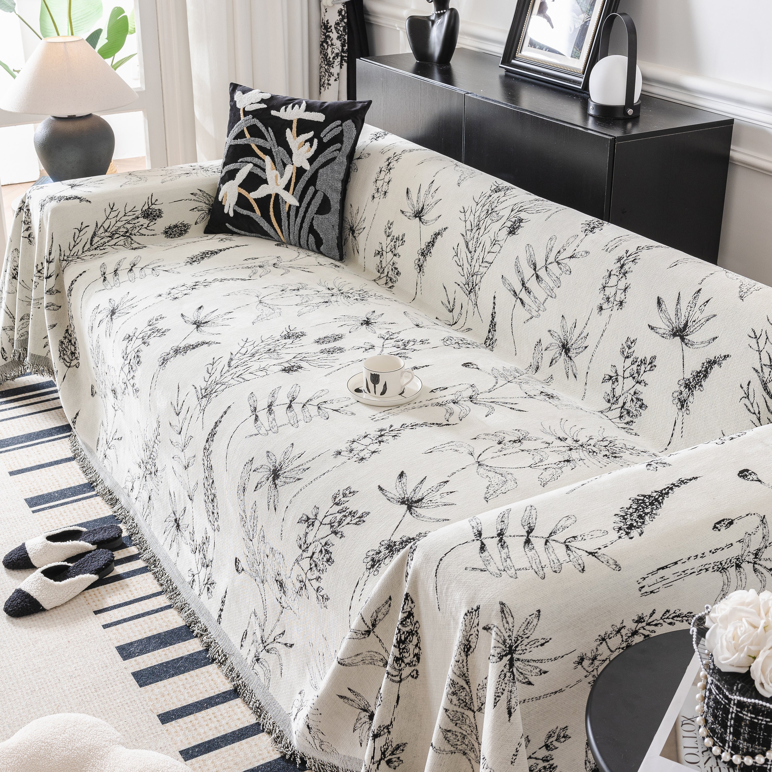 Chenille Giverny Couch Cover, Cozy Blankets For Sofa And Couch, Slip Covers For Couch Sectional
