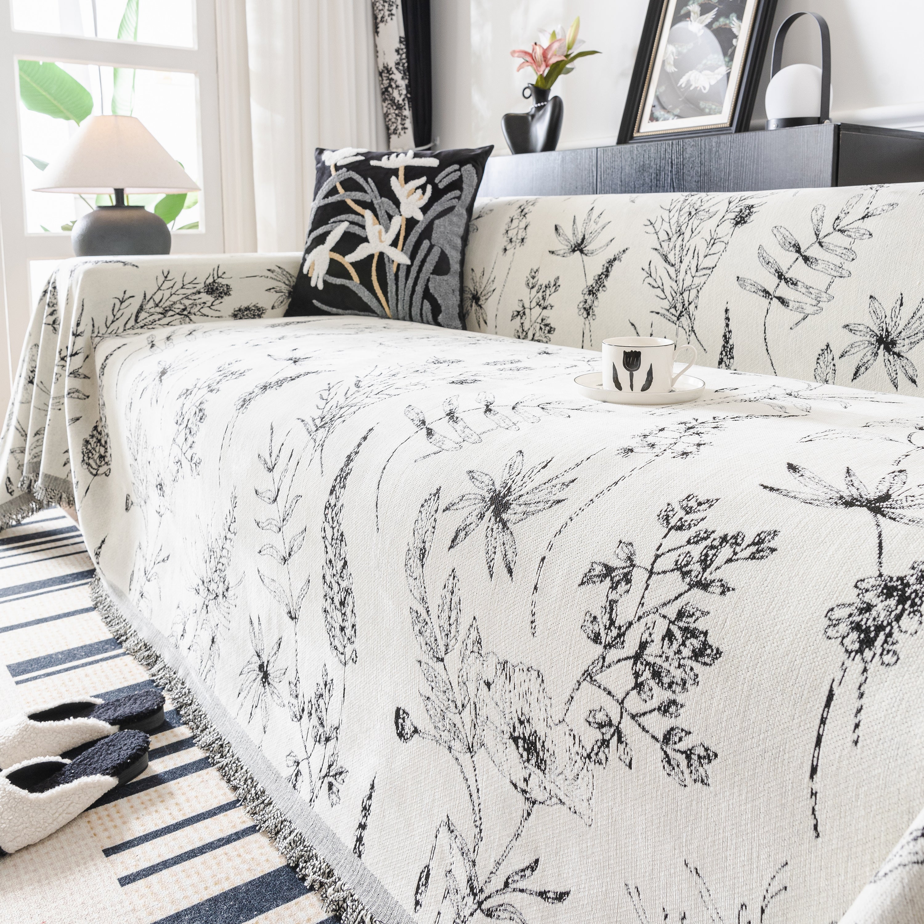 Chenille Giverny Couch Cover, Cozy Blankets For Sofa And Couch, Slip Covers For Couch Sectional
