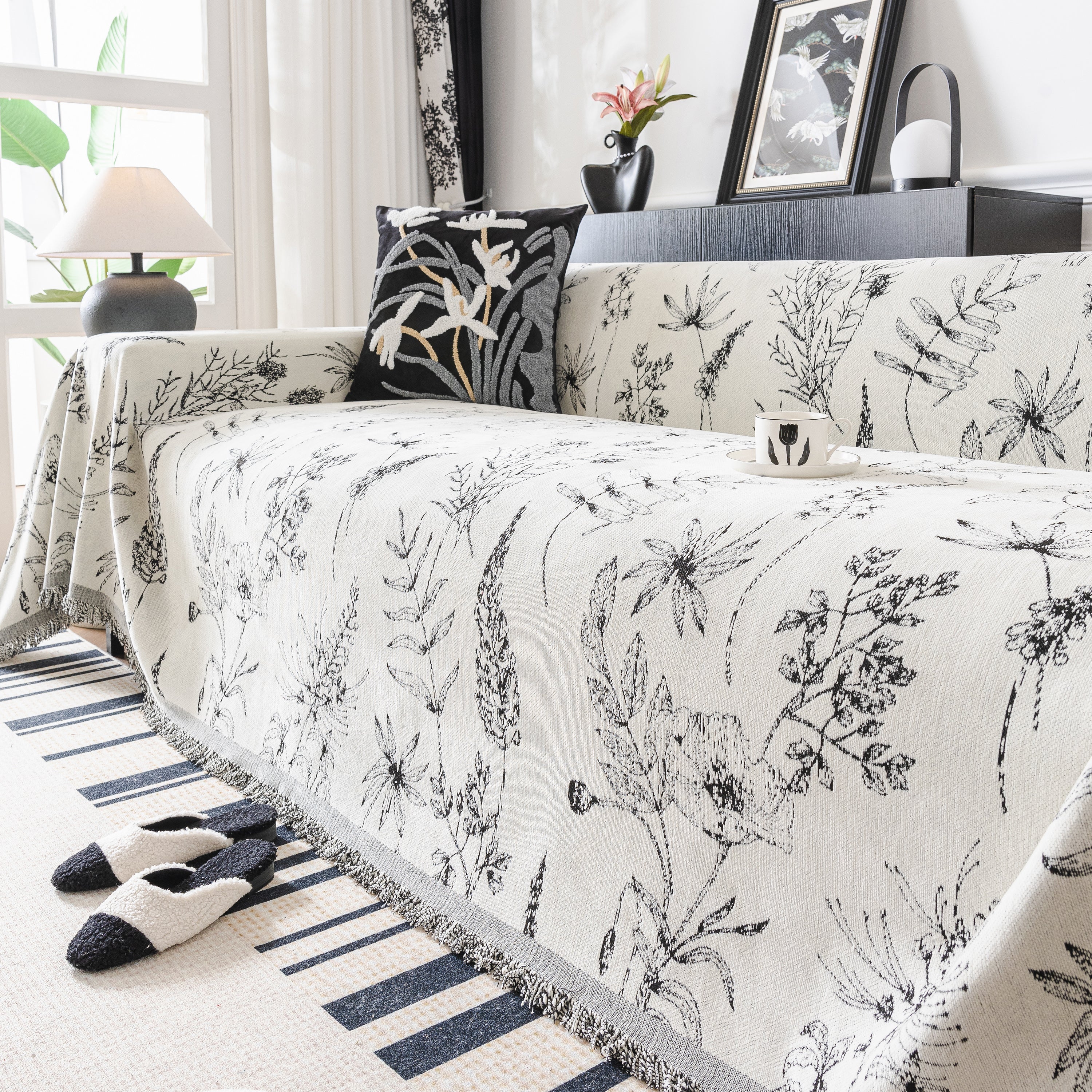 Chenille Giverny Couch Cover, Cozy Blankets For Sofa And Couch, Slip Covers For Couch Sectional