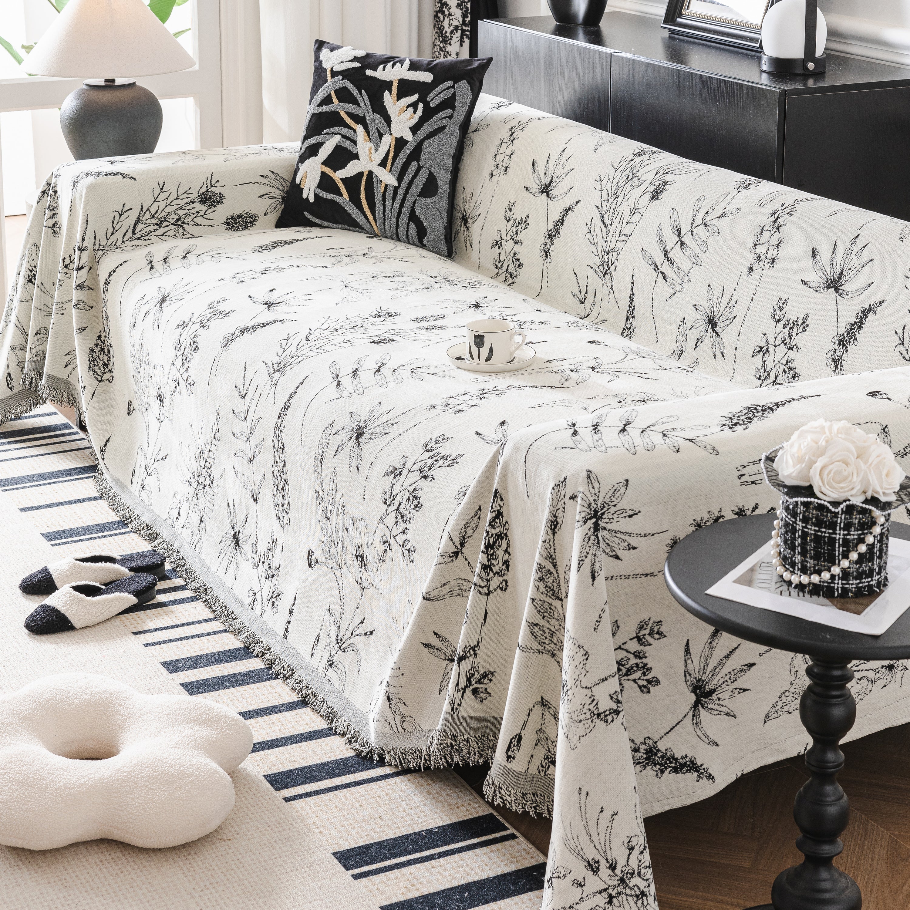 Chenille Giverny Couch Cover, Cozy Blankets For Sofa And Couch, Slip Covers For Couch Sectional