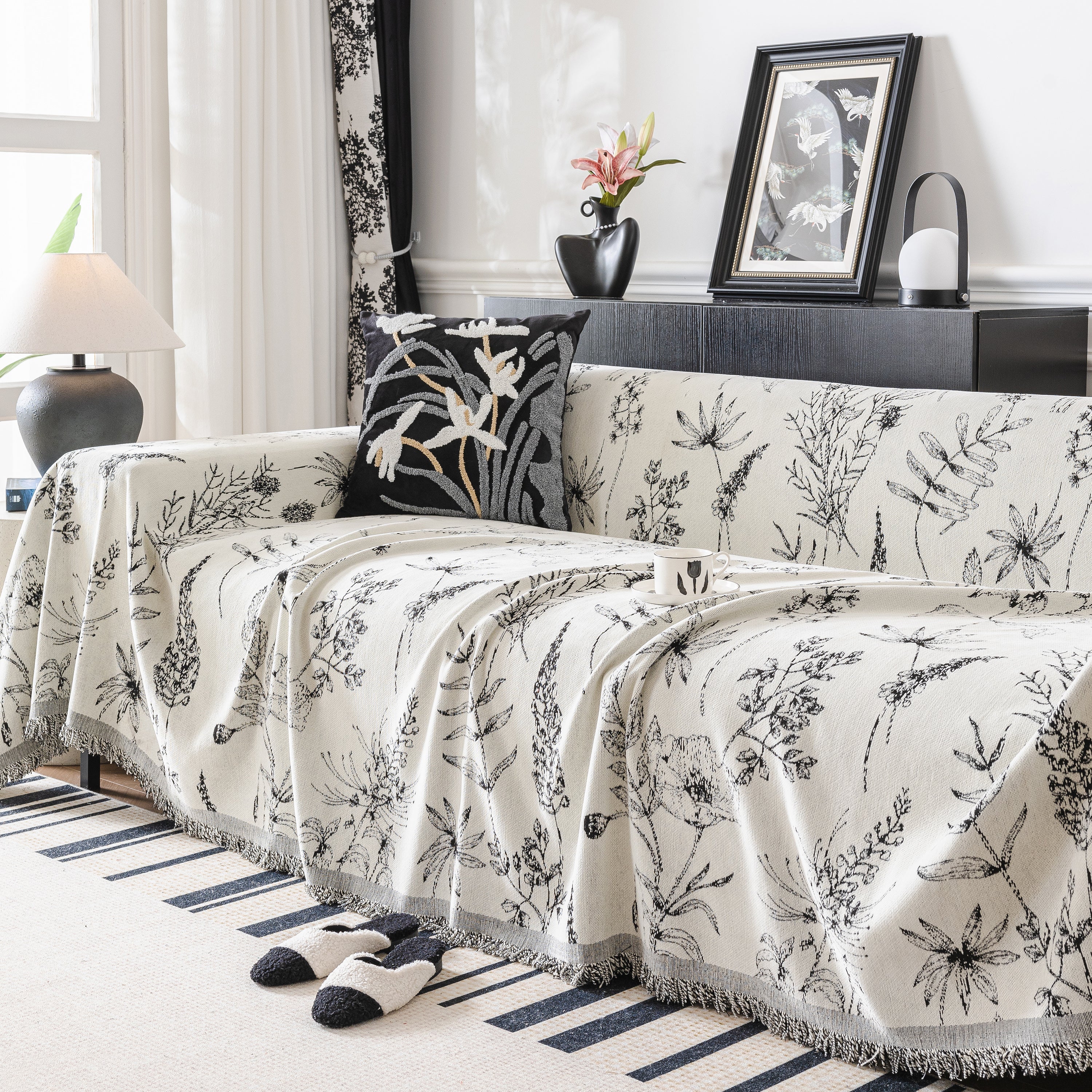 Chenille Giverny Couch Cover, Cozy Blankets For Sofa And Couch, Slip Covers For Couch Sectional