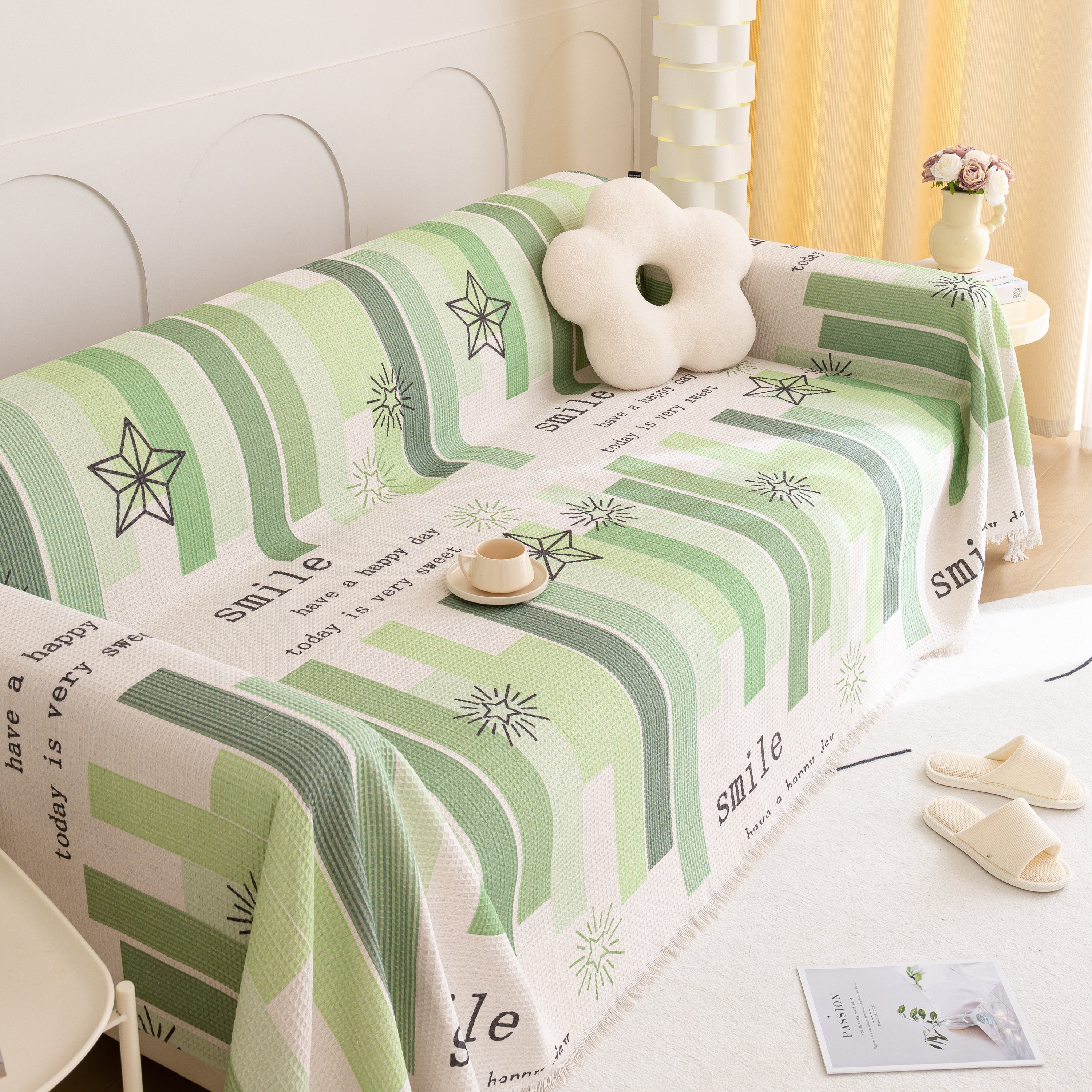 Chenille Sofa Cover Throw, Smile Couch Cover Blanket Throws For Couches, Soft Sofa Towel