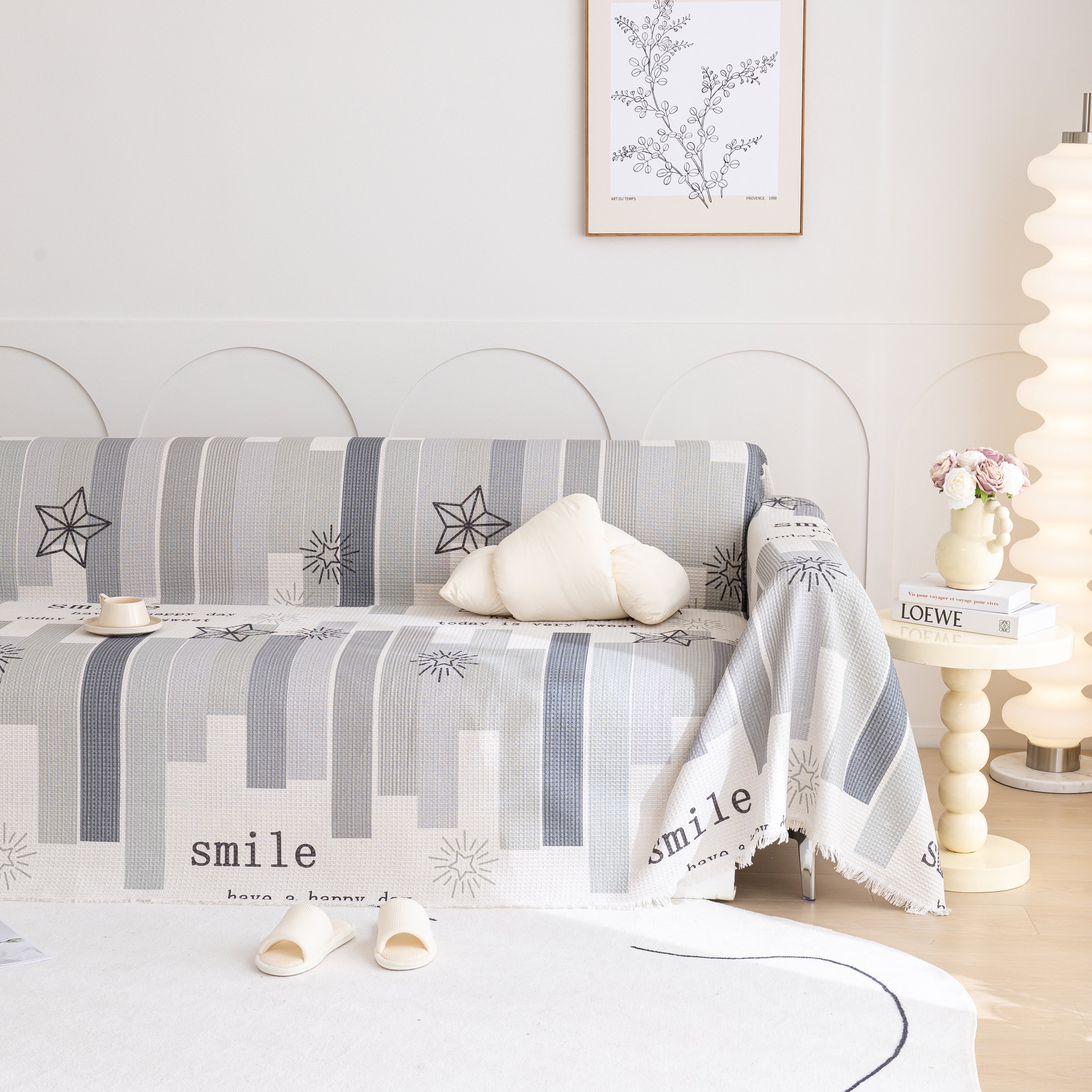 Chenille Sofa Cover Throw, Smile Couch Cover Blanket Throws For Couches, Soft Sofa Towel