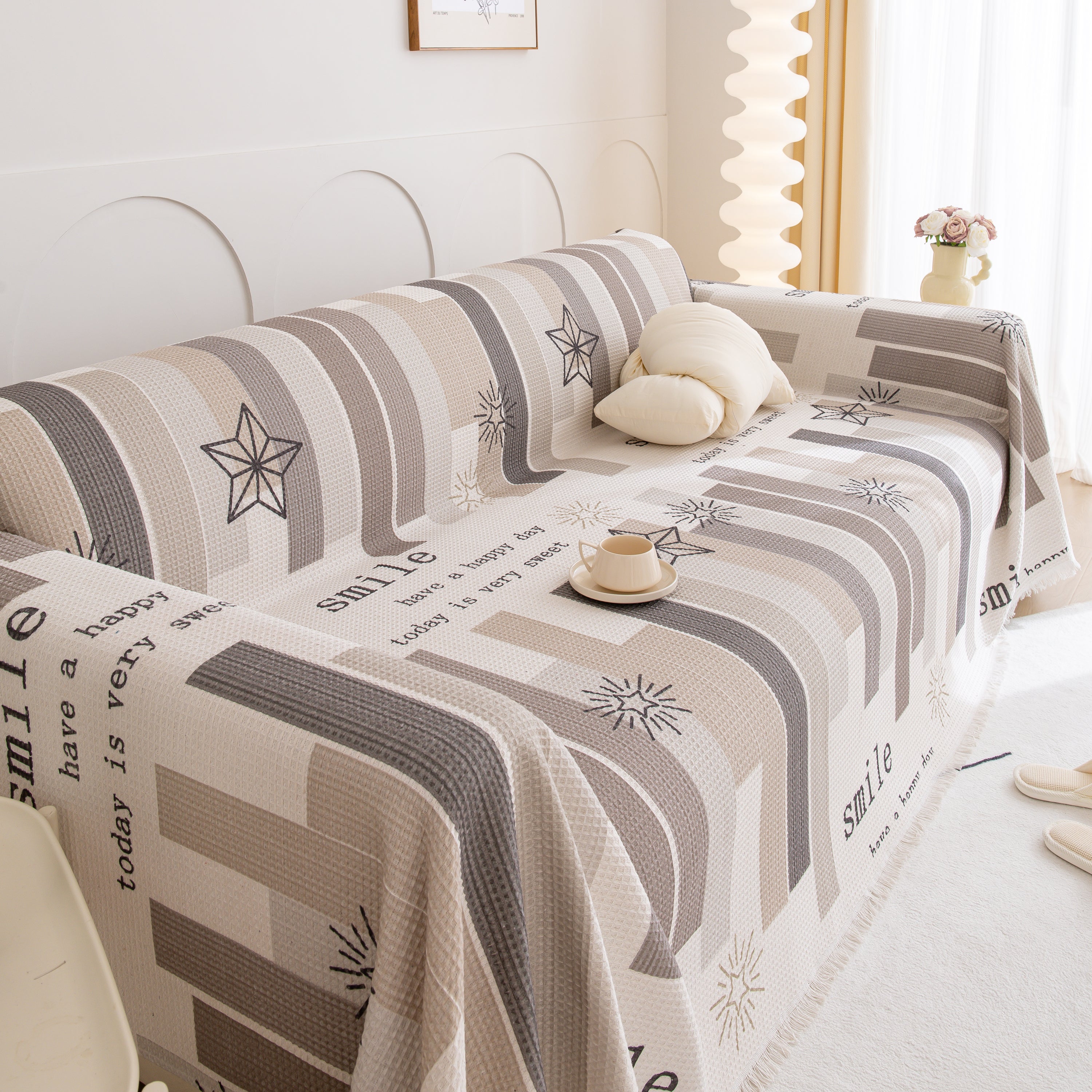 Chenille Sofa Cover Throw, Smile Couch Cover Blanket Throws For Couches, Soft Sofa Towel
