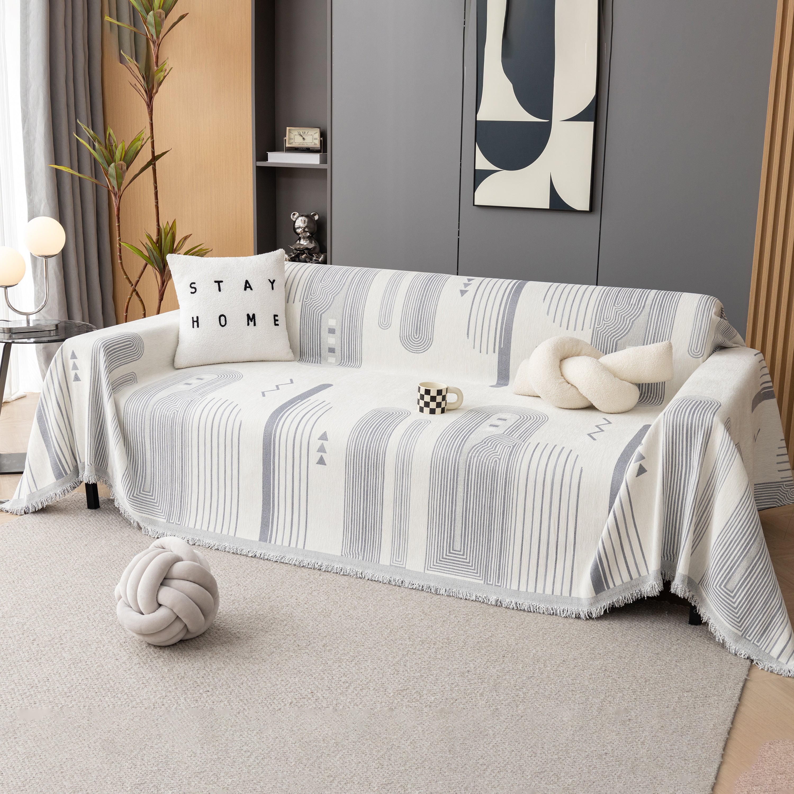 Boho Couch Throw Covers With Tassel Thick Durable Sofa Cover Blanket Furniture Slipcover Sectional