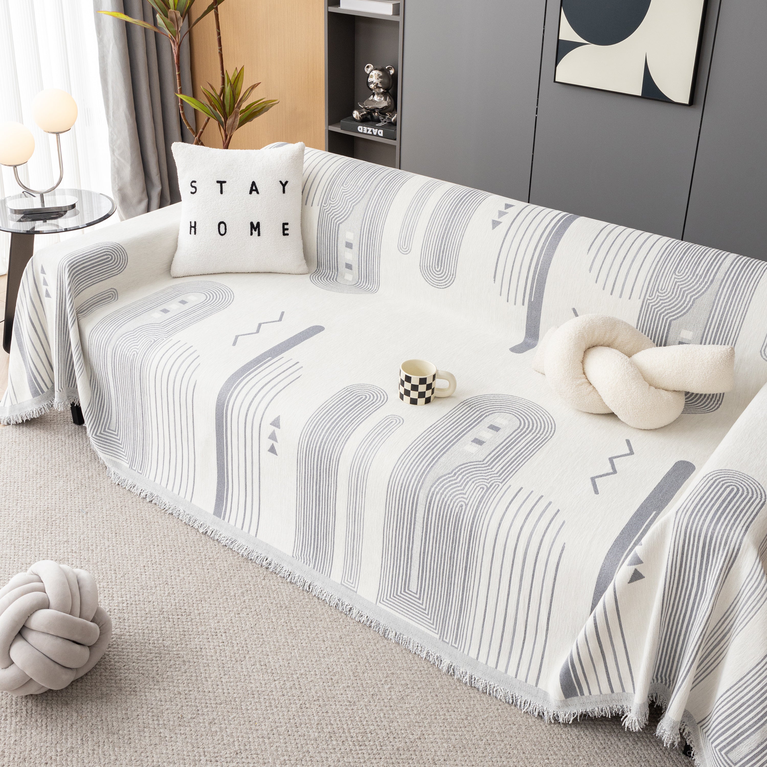 Boho Couch Throw Covers With Tassel Thick Durable Sofa Cover Blanket Furniture Slipcover Sectional