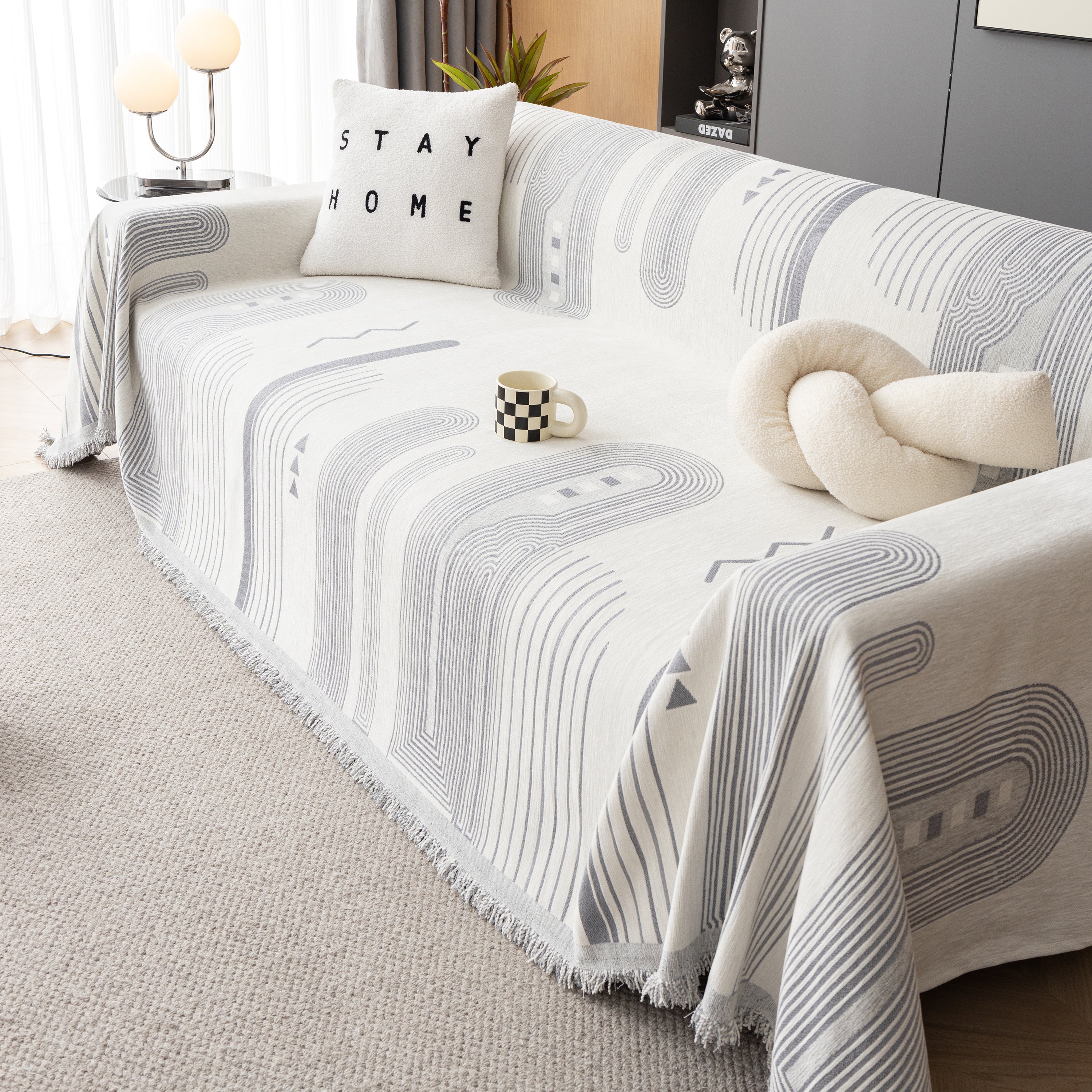 Boho Couch Throw Covers With Tassel Thick Durable Sofa Cover Blanket Furniture Slipcover Sectional
